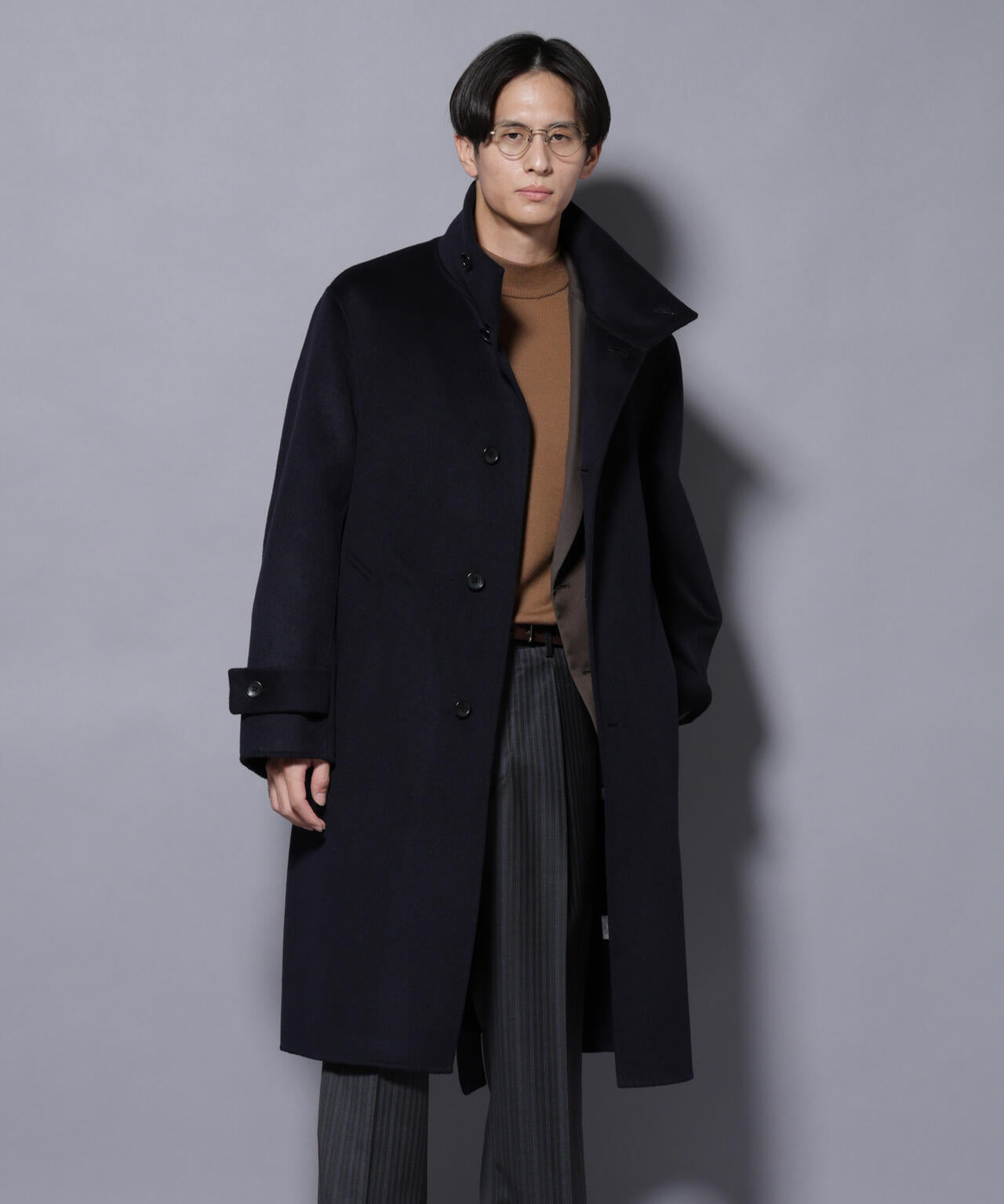 ウールリバースタンドベルテッドコート 6685211202