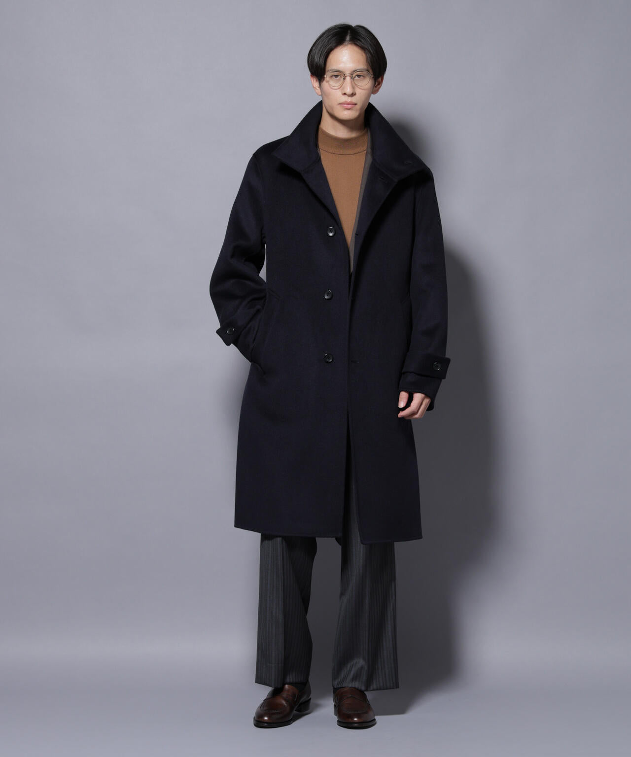 ウールリバースタンドベルテッドコート 6685211202