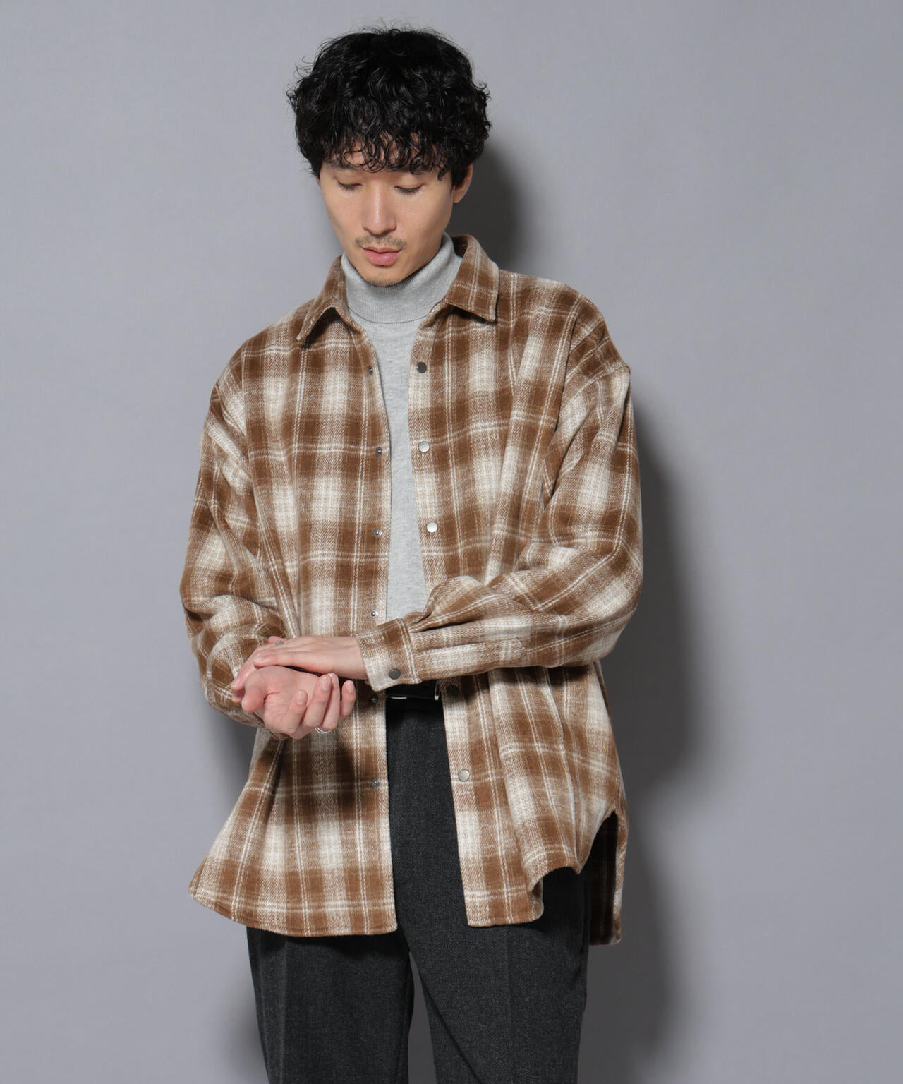 シャギーオンブレーチェックジャケット 6685212226