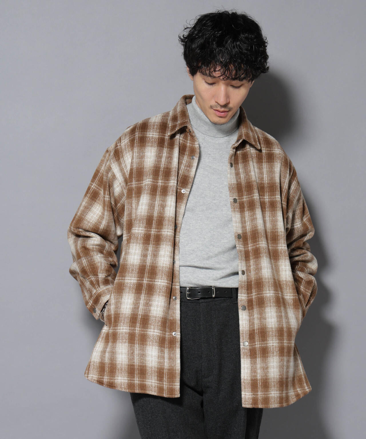 シャギーオンブレーチェックジャケット 6685212226