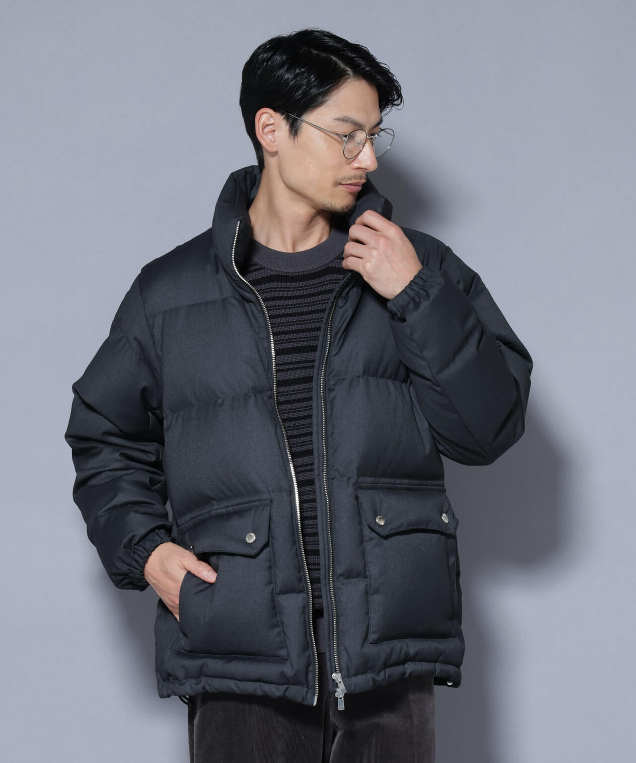 DELEGANTE エアリーサキソニー／グレンチェックTAIONダウンジャケット 6685214206