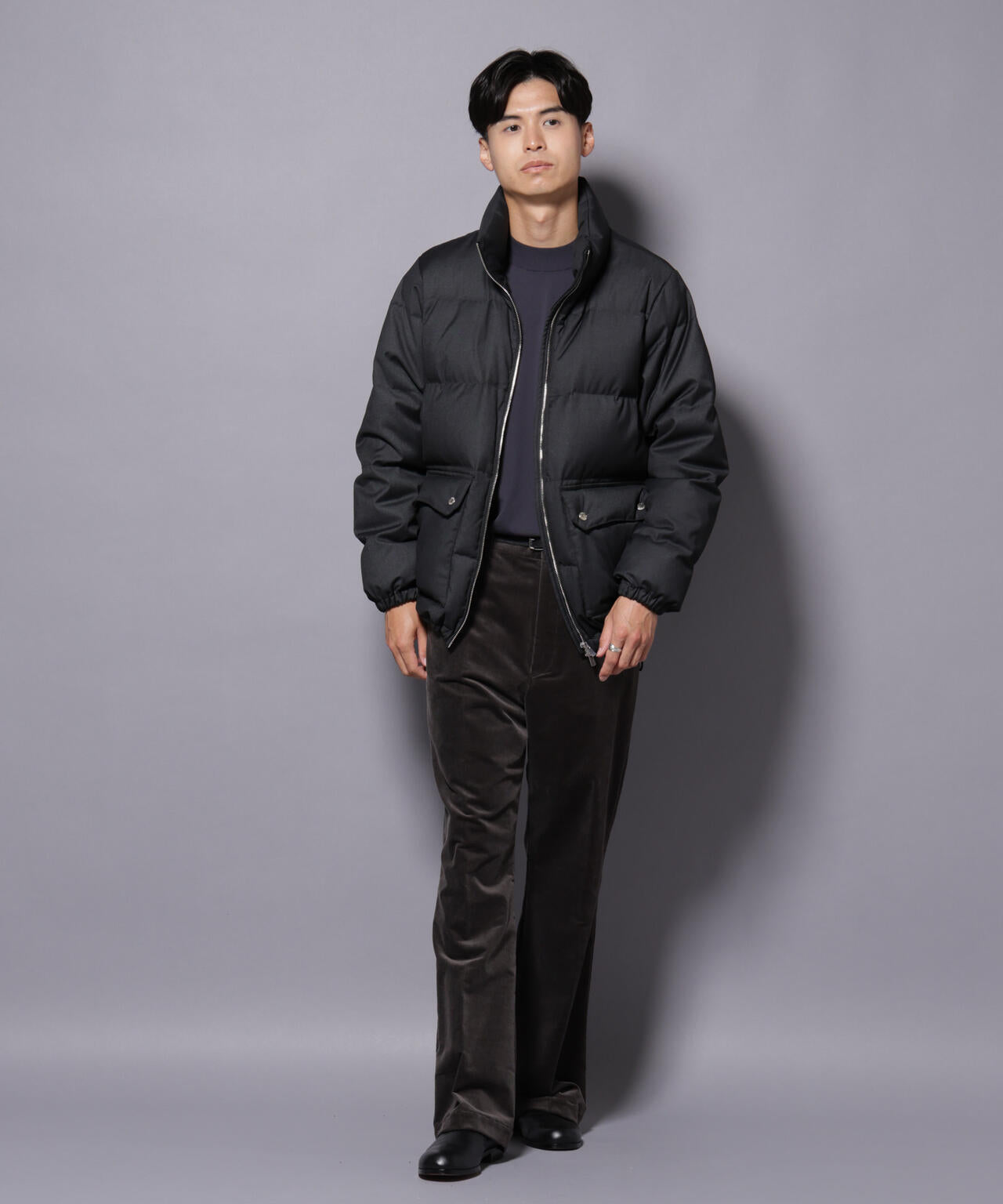 DELEGANTE エアリーサキソニー／グレンチェックTAIONダウンジャケット 6685214206