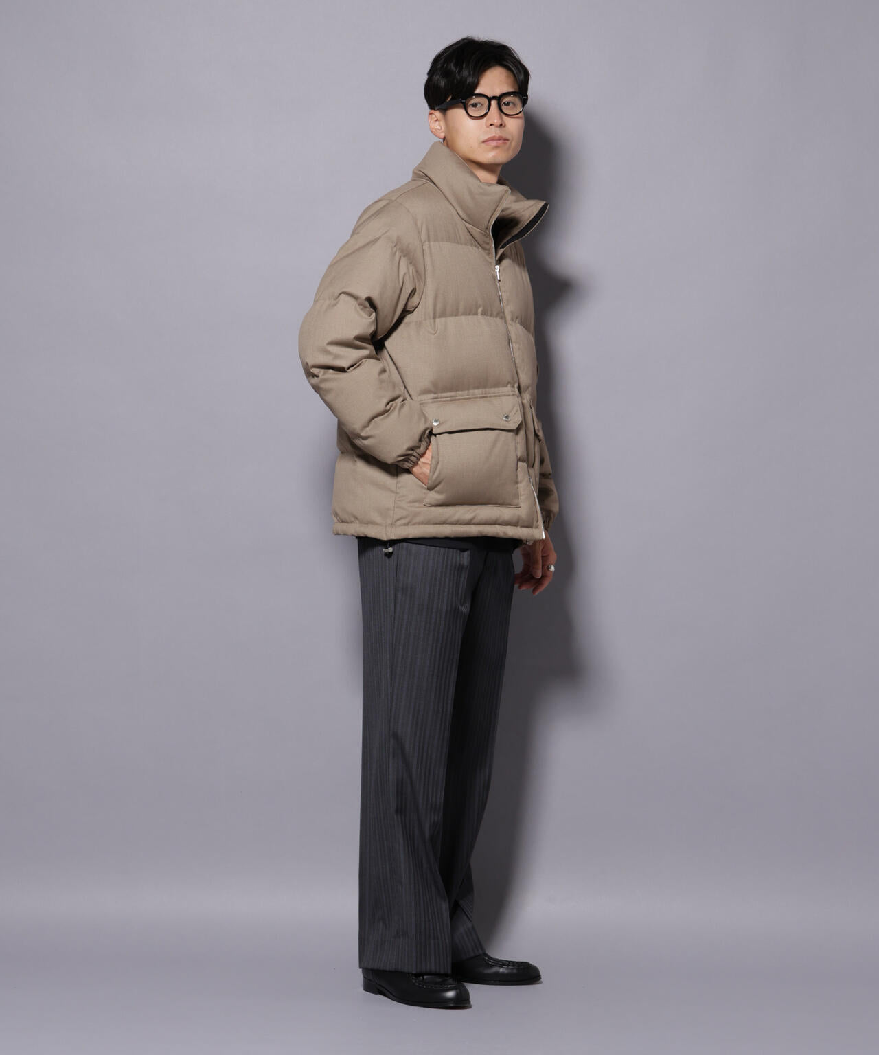 DELEGANTE エアリーサキソニー／グレンチェックTAIONダウンジャケット 6685214206