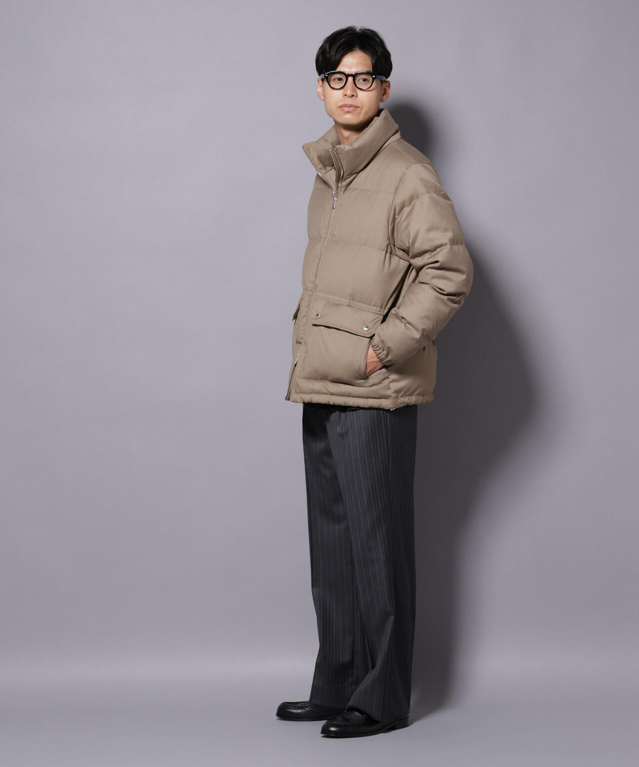 DELEGANTE エアリーサキソニー／グレンチェックTAIONダウンジャケット 6685214206