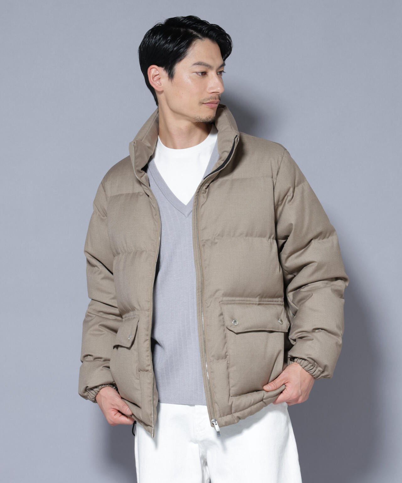 DELEGANTE エアリーサキソニー／グレンチェックTAIONダウンジャケット