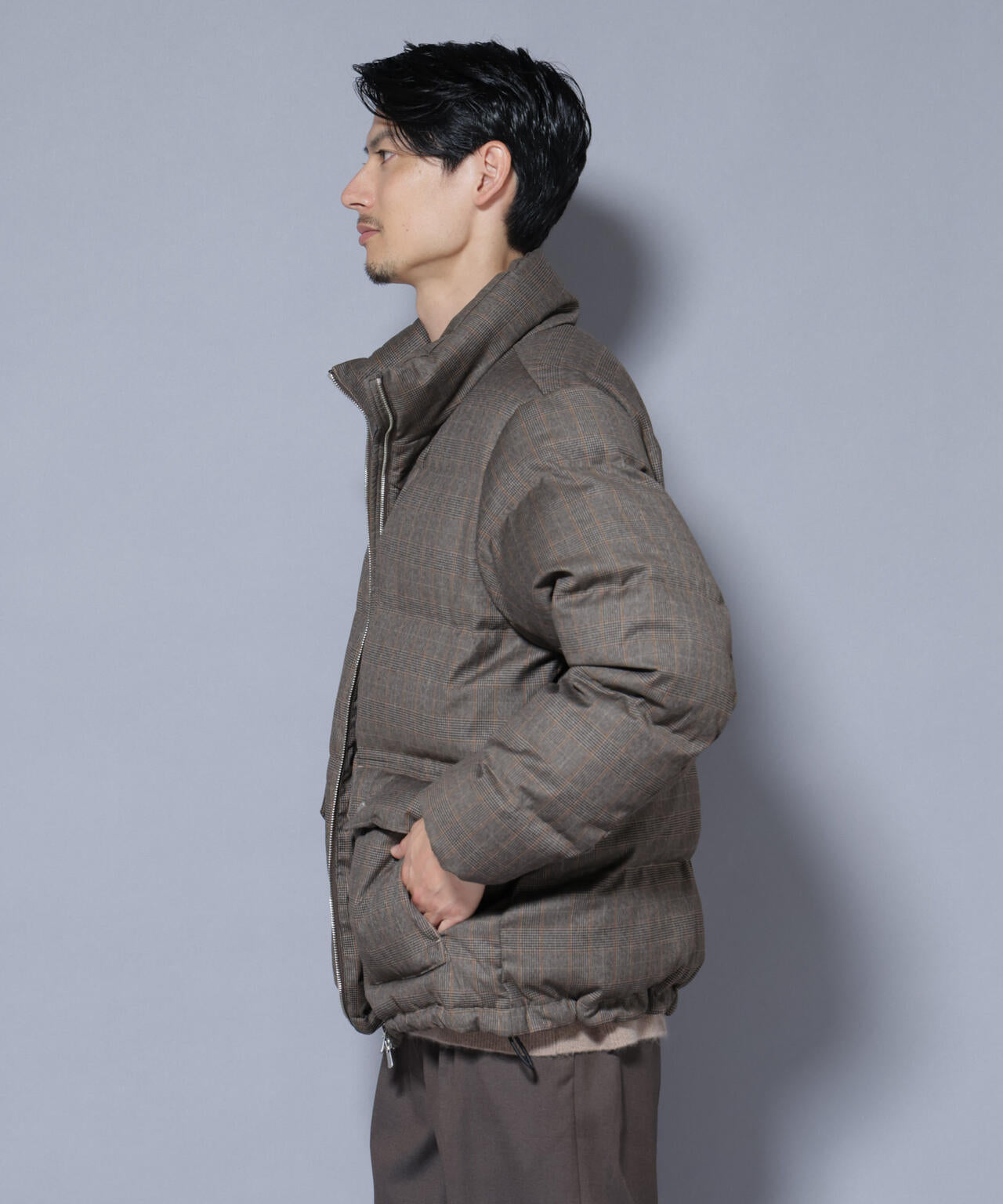 DELEGANTE エアリーサキソニー／グレンチェックTAIONダウンジャケット 6685214206