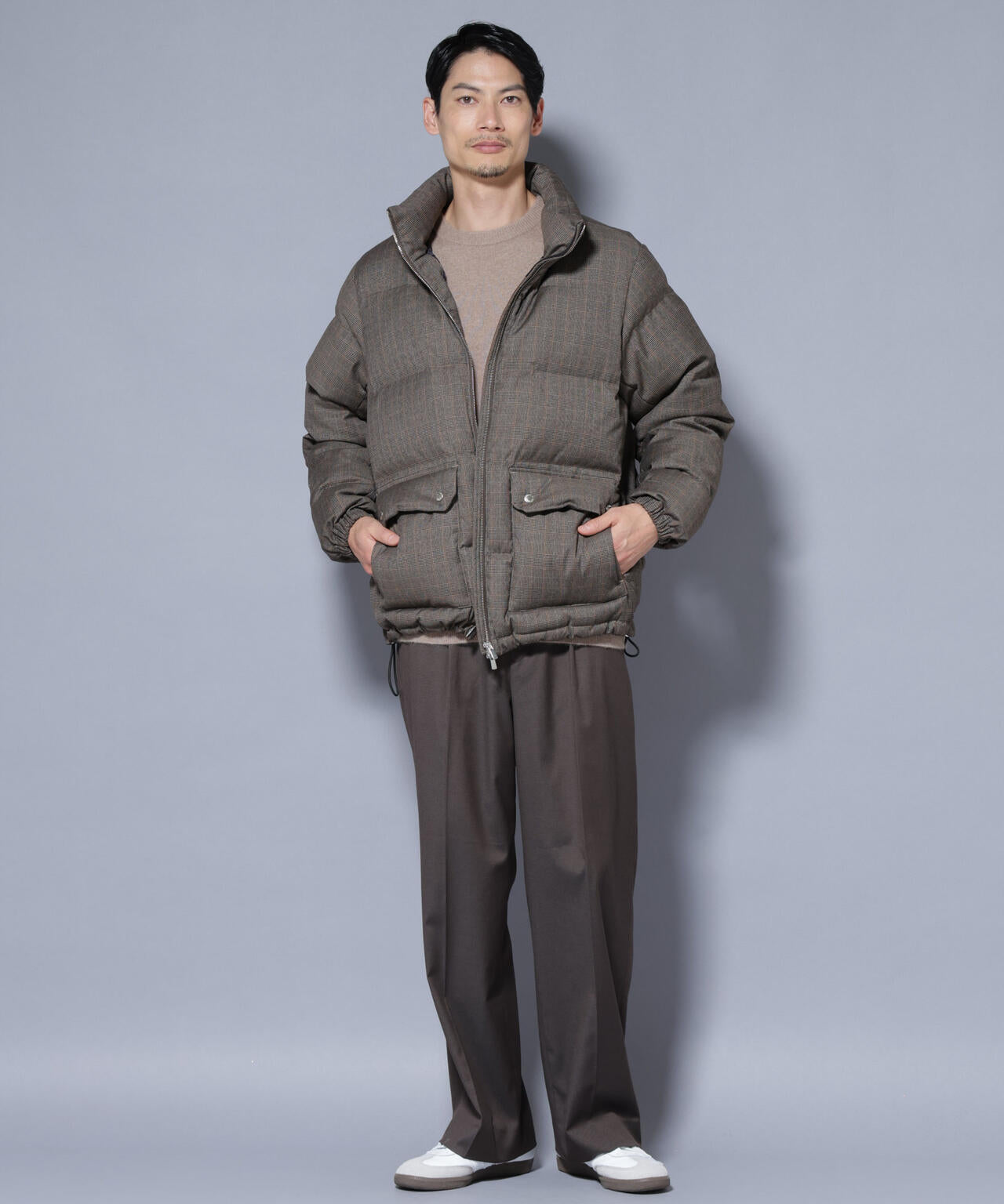 DELEGANTE エアリーサキソニー／グレンチェックTAIONダウンジャケット 6685214206