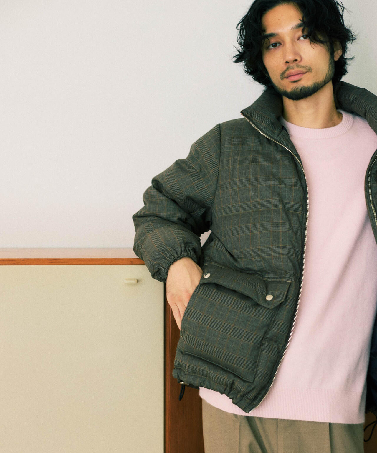 DELEGANTE エアリーサキソニー／グレンチェックTAIONダウンジャケット 6685214206