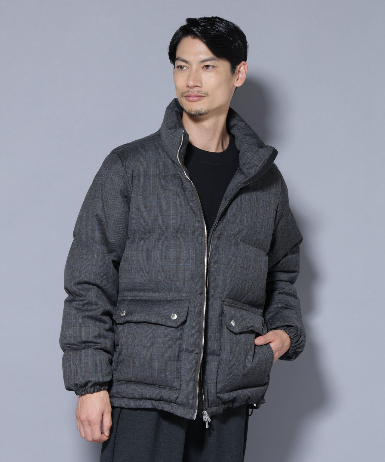 DELEGANTE エアリーサキソニー／グレンチェックTAIONダウンジャケット 6685214206