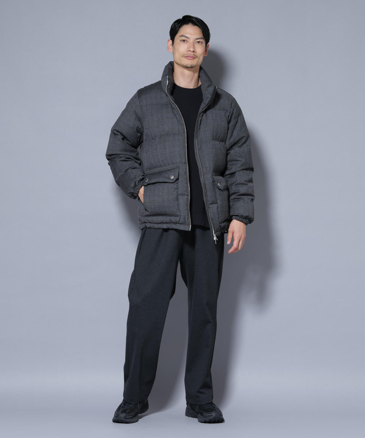 DELEGANTE エアリーサキソニー／グレンチェックTAIONダウンジャケット 6685214206