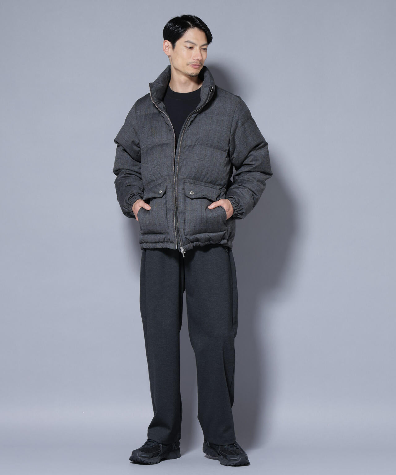 DELEGANTE エアリーサキソニー／グレンチェックTAIONダウンジャケット 6685214206