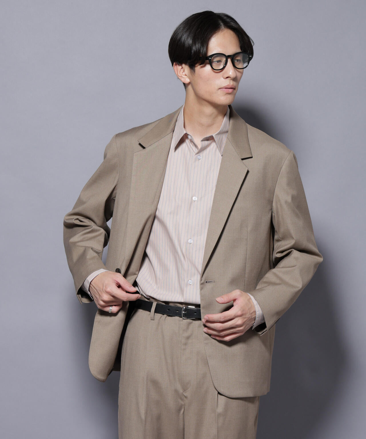 DELEGANTEエアリーサキソニー グリッターストライプテーラードジャケット(セットアップ可) 6685216201