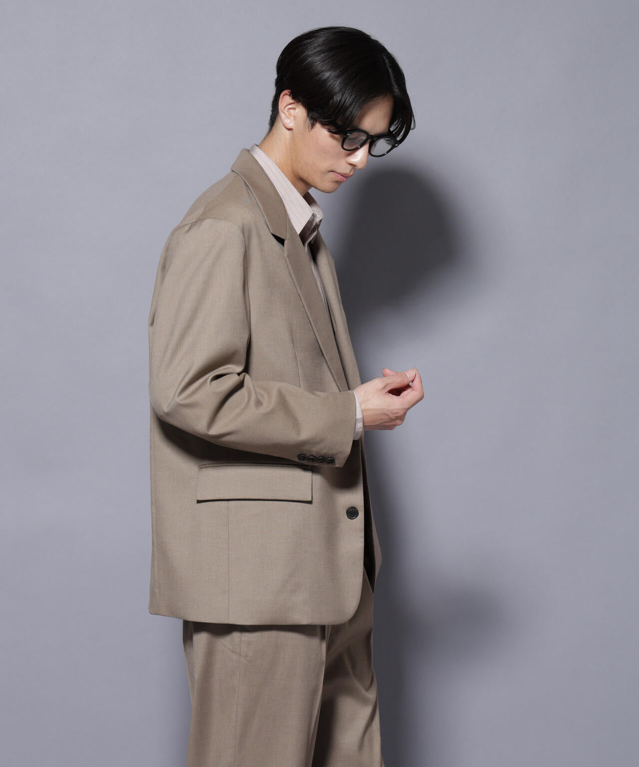 DELEGANTEエアリーサキソニー グリッターストライプテーラードジャケット(セットアップ可) 6685216201