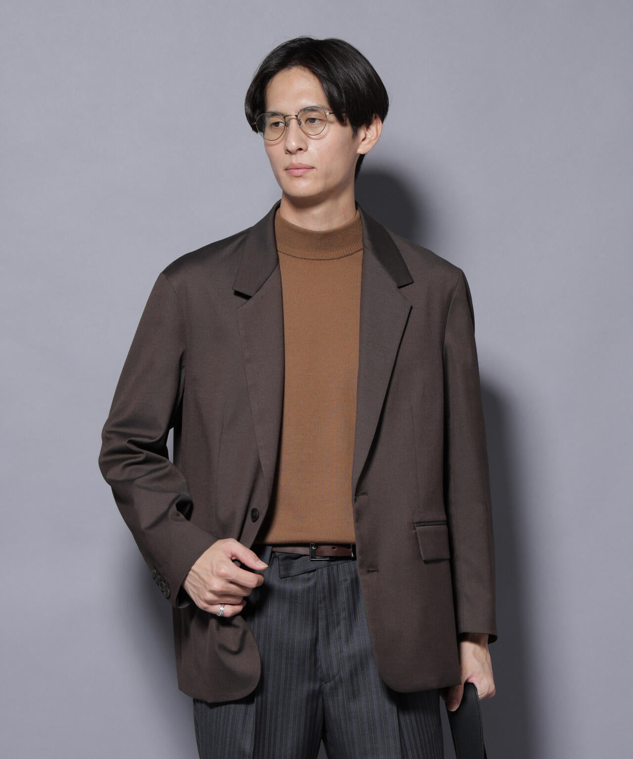 DELEGANTEエアリーサキソニー グリッターストライプテーラードジャケット(セットアップ可) 6685216201