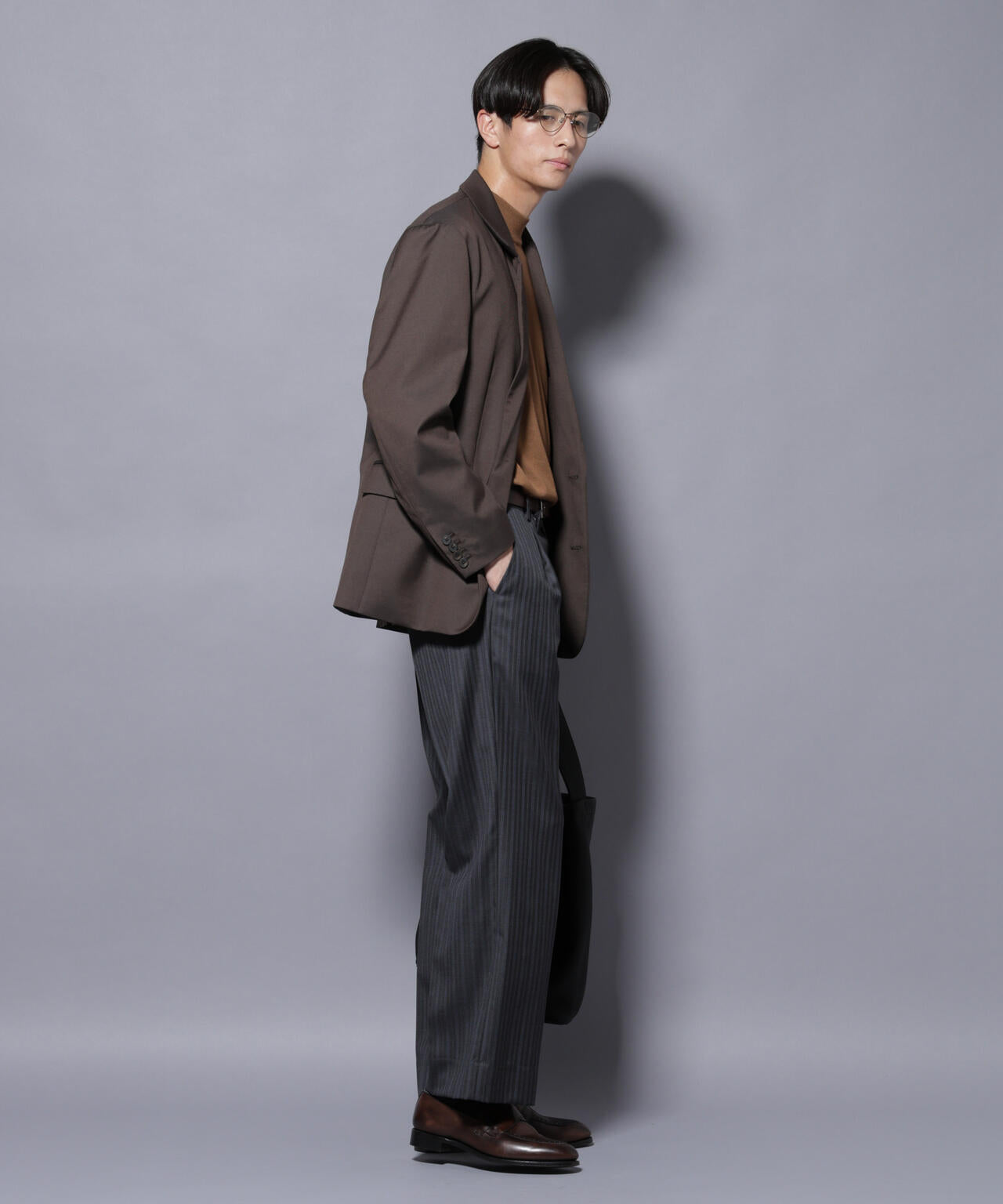 DELEGANTEエアリーサキソニー グリッターストライプテーラードジャケット(セットアップ可) 6685216201