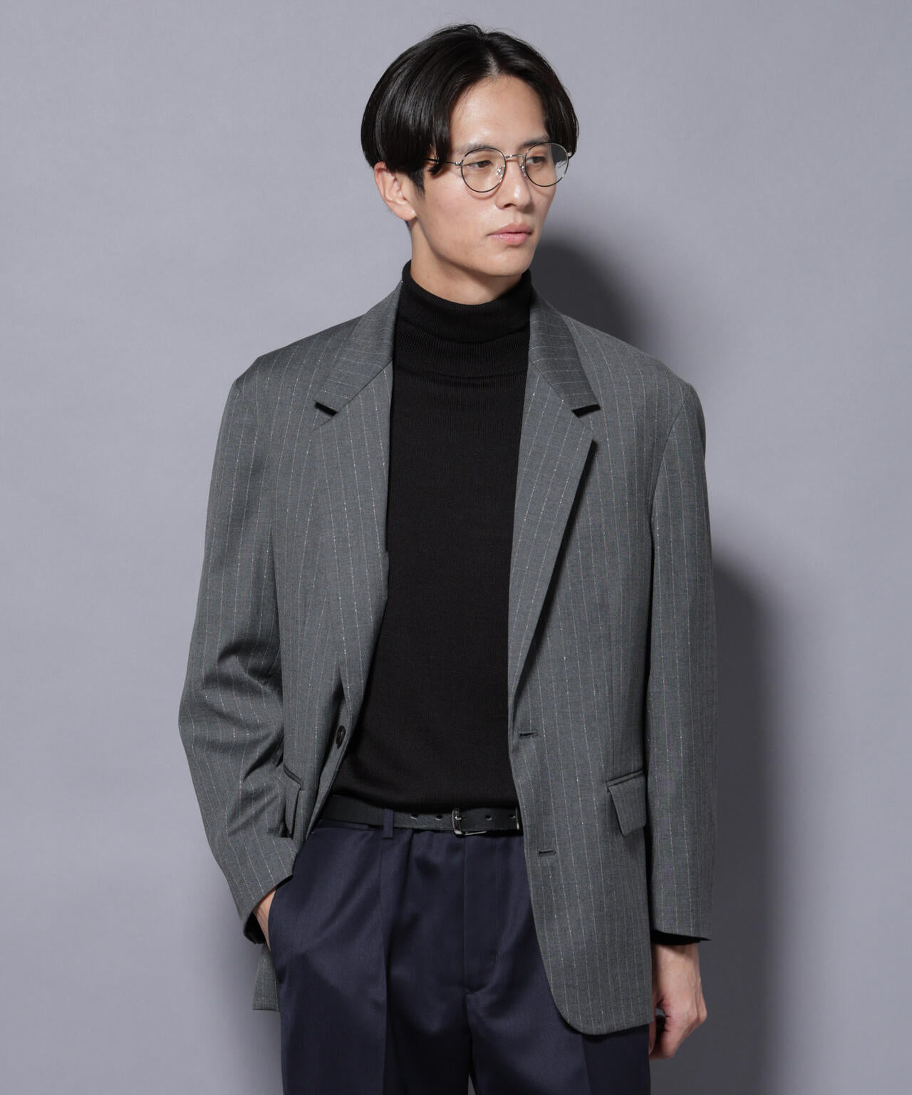 DELEGANTEエアリーサキソニー グリッターストライプテーラードジャケット(セットアップ可) 6685216201