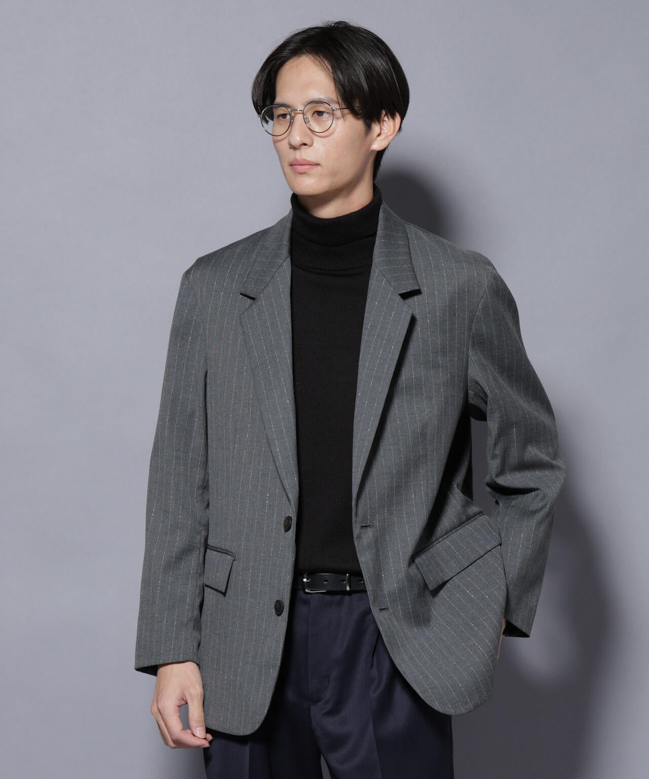 DELEGANTEエアリーサキソニー グリッターストライプテーラードジャケット(セットアップ可) 6685216201