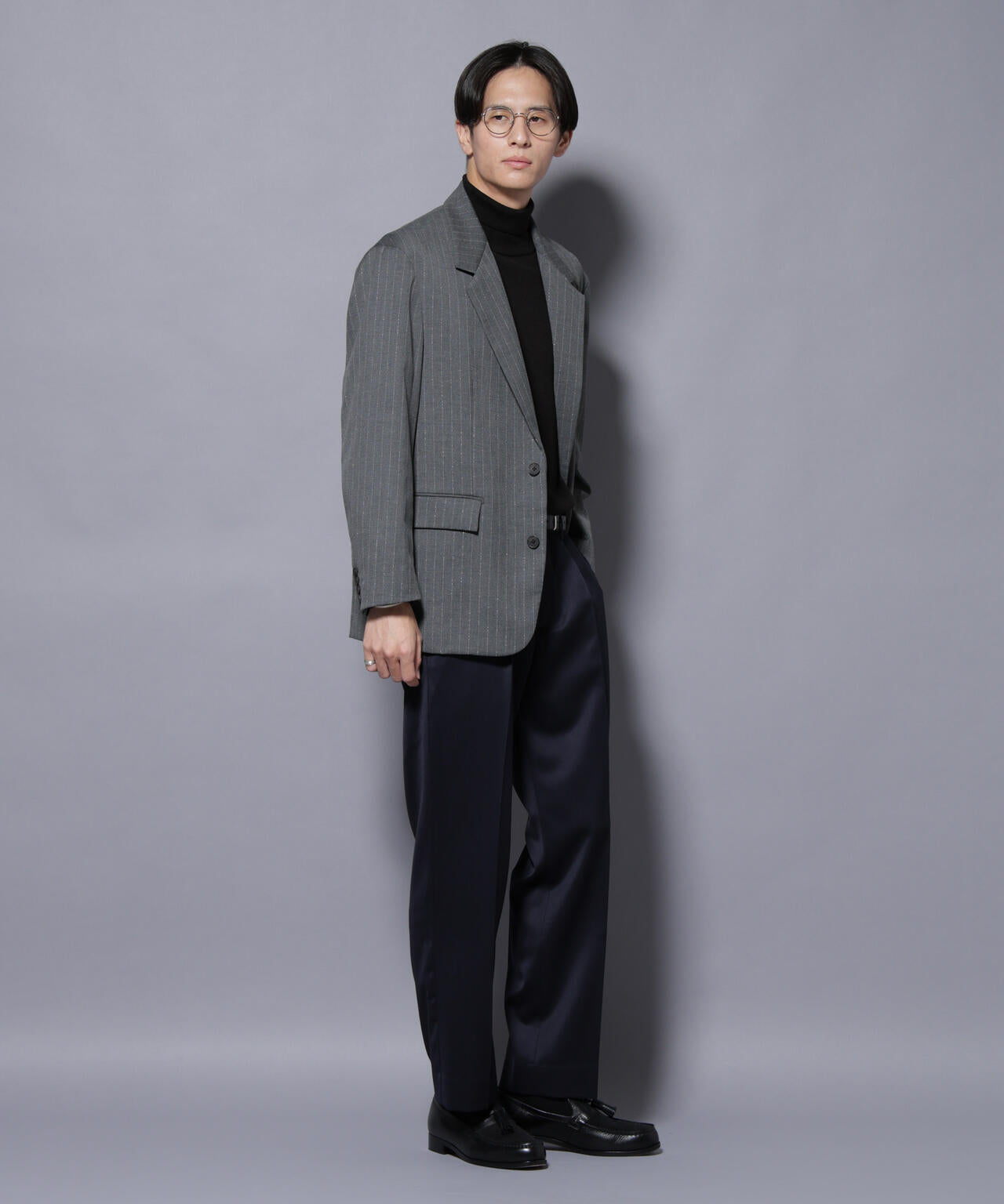 DELEGANTEエアリーサキソニー グリッターストライプテーラードジャケット(セットアップ可) 6685216201