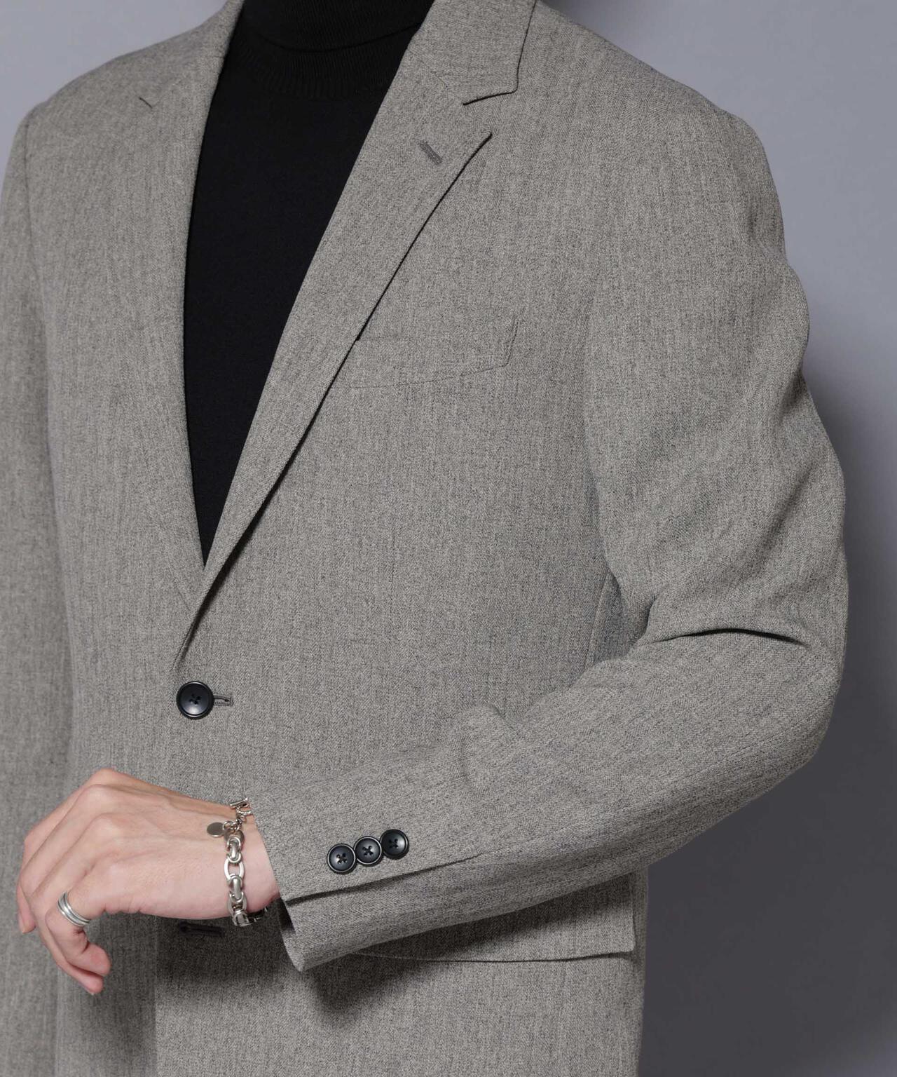 ｢N JACKET BASIC｣ 洗えるMIXツイードストレッチジャケット(セットアップ可) 6685217206