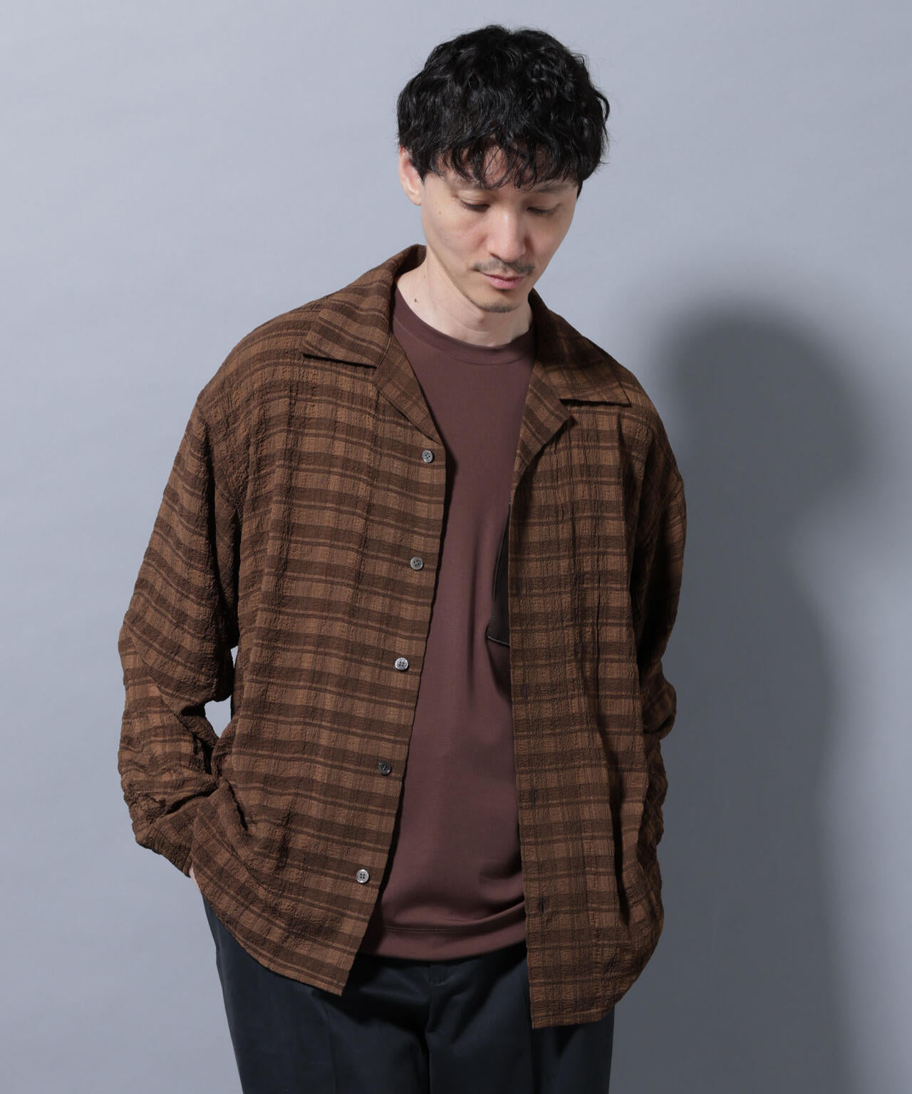シースルーチェックシャツ 長袖 6685220201