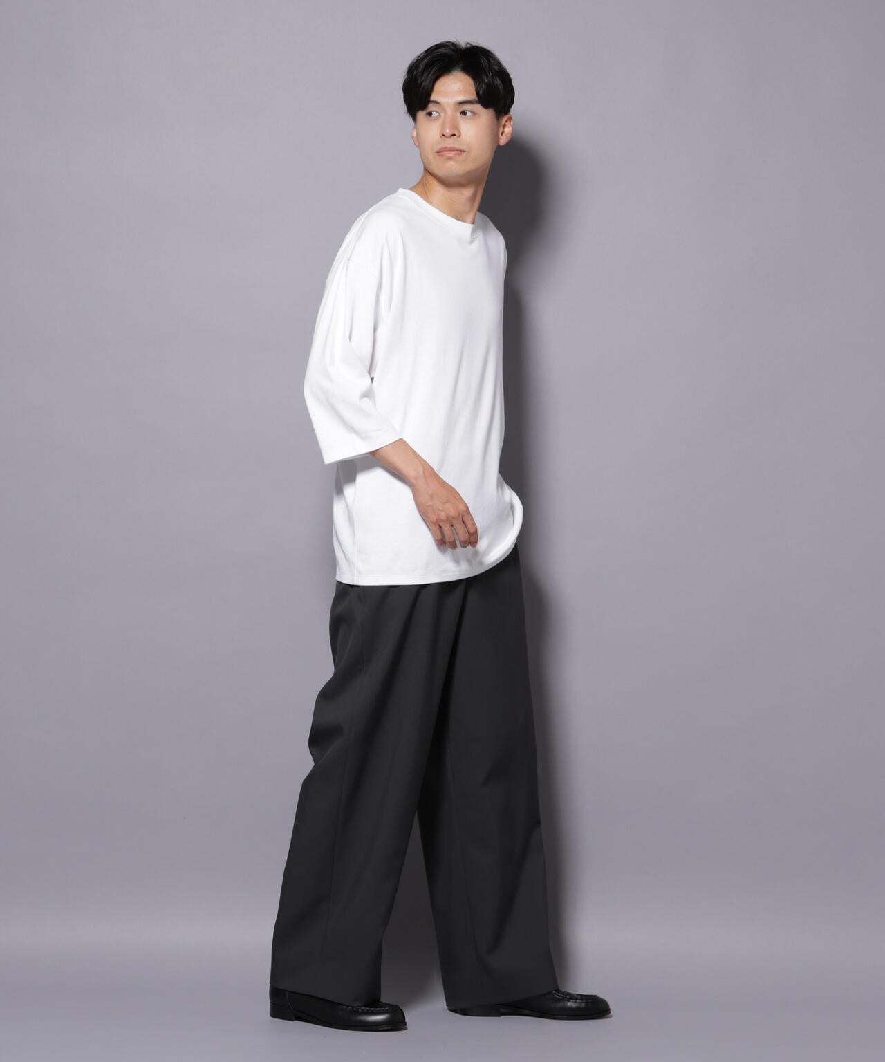Anti Soaked(R) 汗染み防止 クルーネックワイドTシャツ七分袖 6685223207