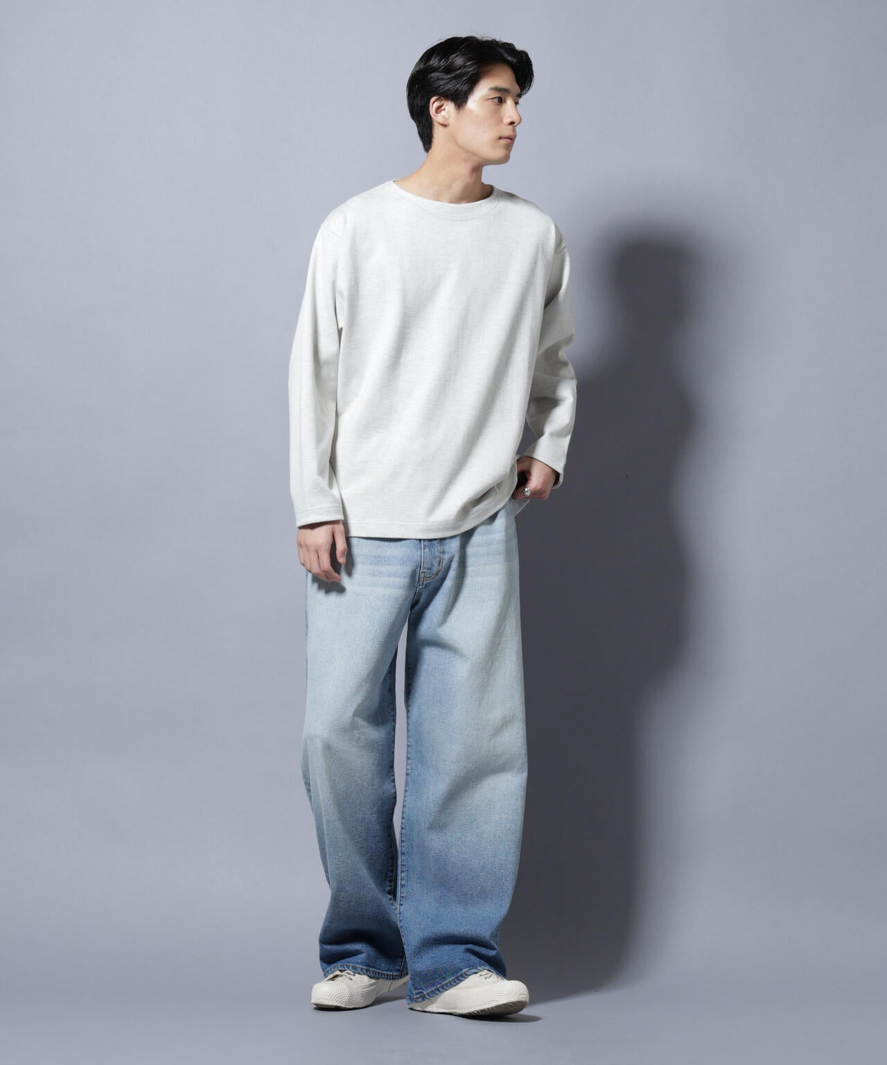 天竺ヘビーコットンボートネックＴシャツ 長袖 6685223212
