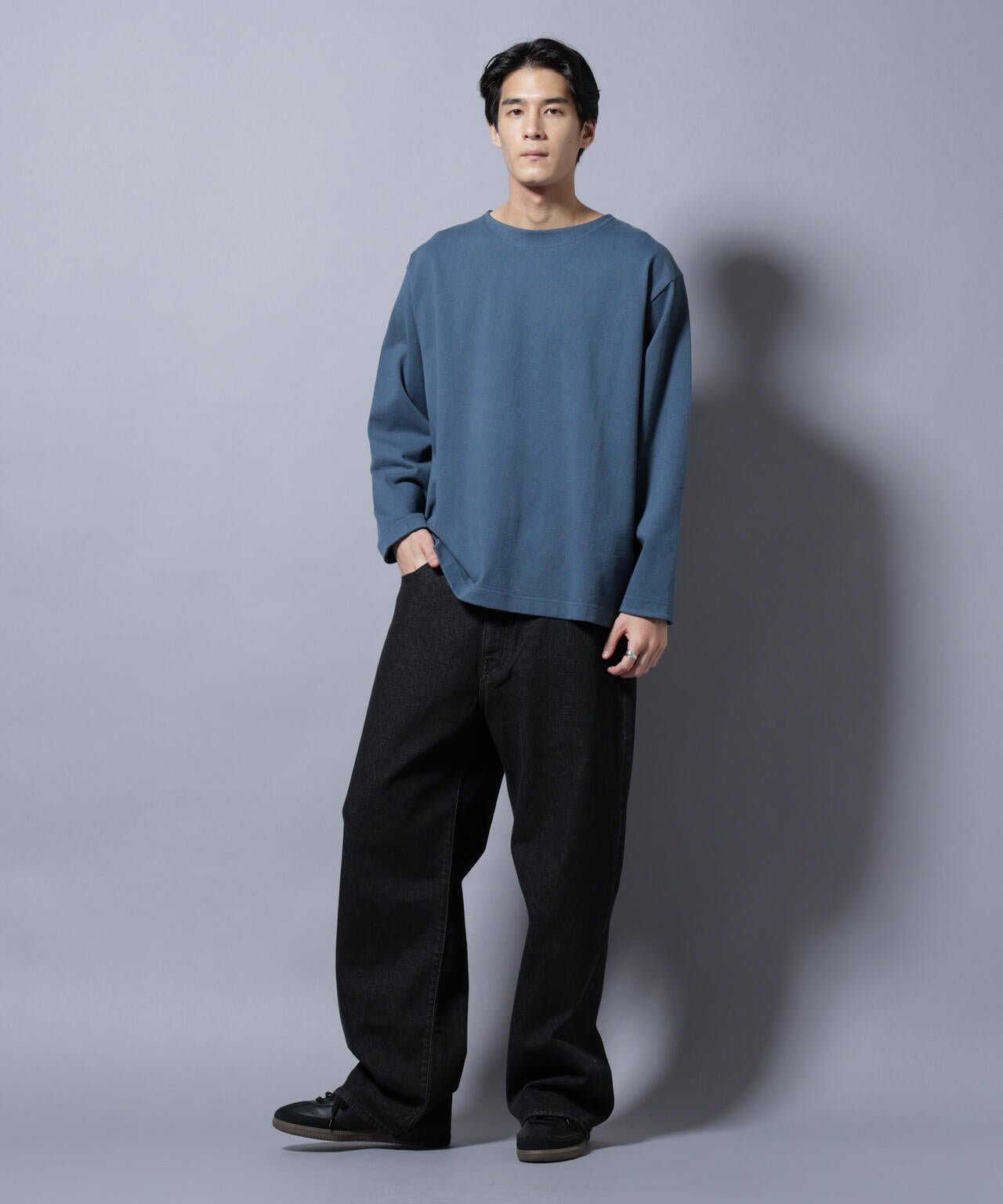 天竺ヘビーコットンボートネックＴシャツ 長袖 6685223212