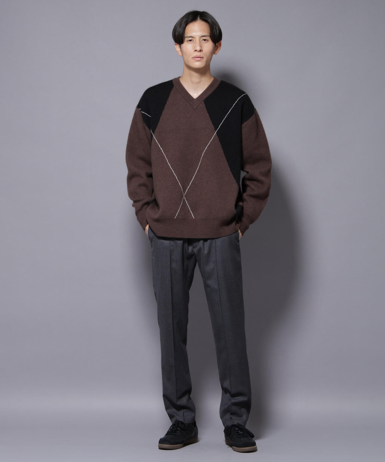 「N JACKET PREMIUM」RENU(R)ウール混洗えるサキソニーパンツ(セットアップ可) 6685229206