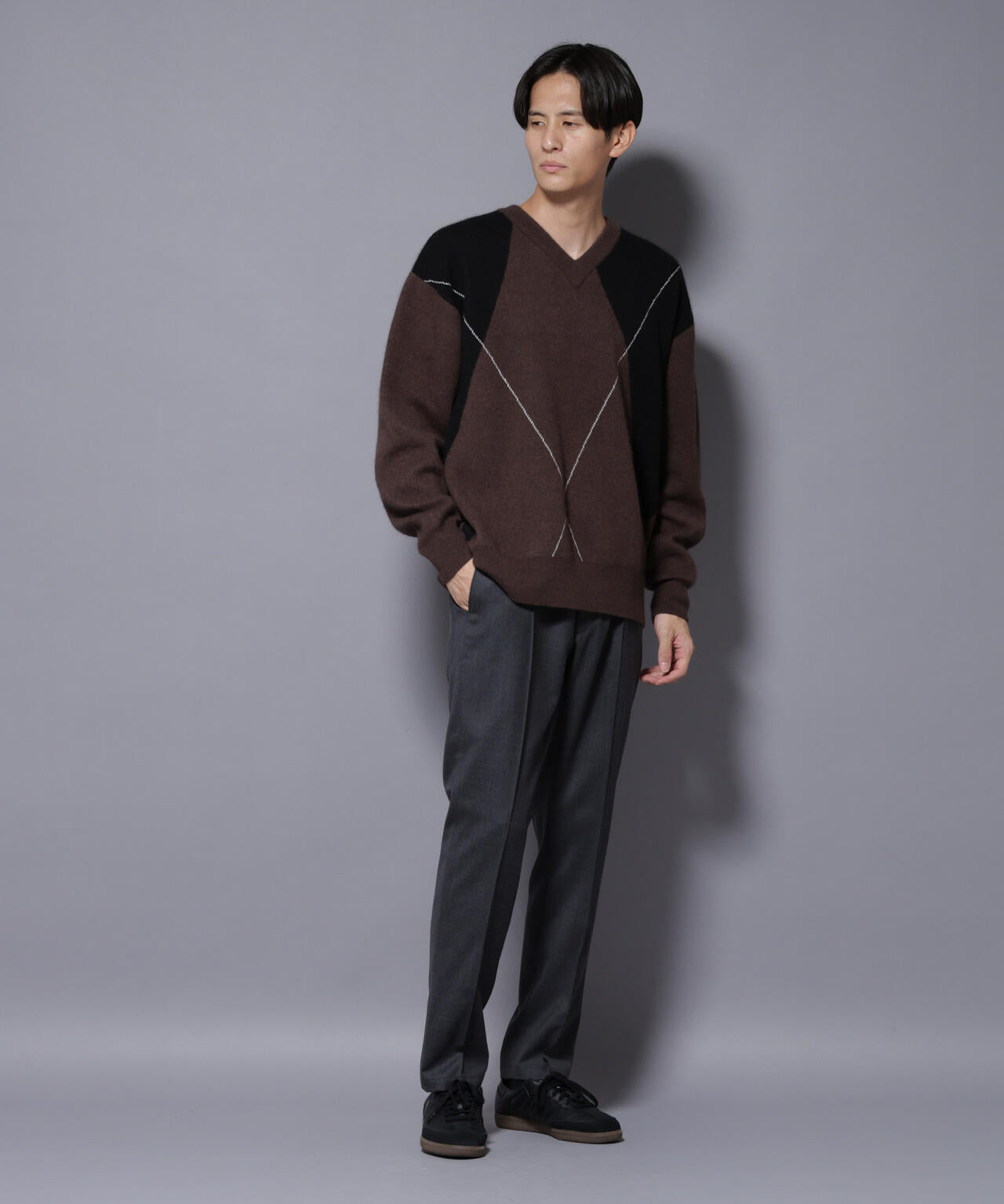 「N JACKET PREMIUM」RENU(R)ウール混洗えるサキソニーパンツ(セットアップ可) 6685229206