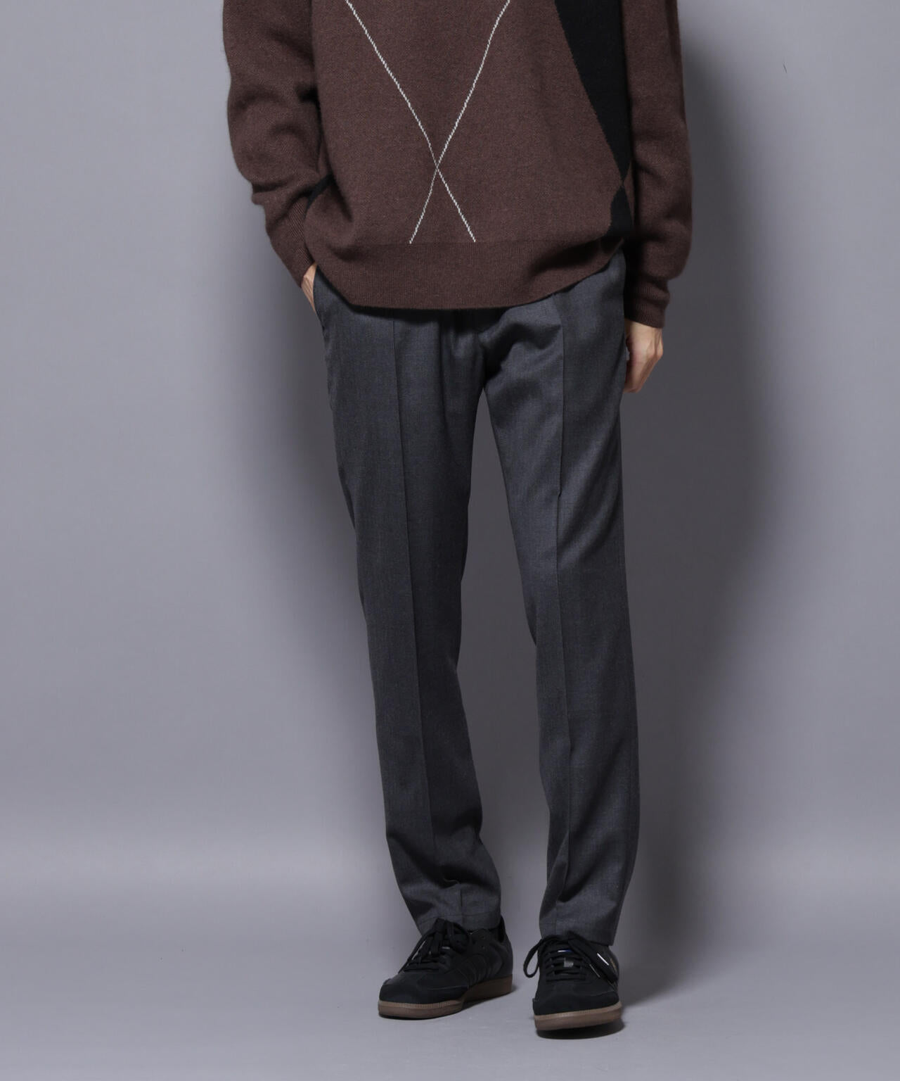 「N JACKET PREMIUM」RENU(R)ウール混洗えるサキソニーパンツ(セットアップ可)