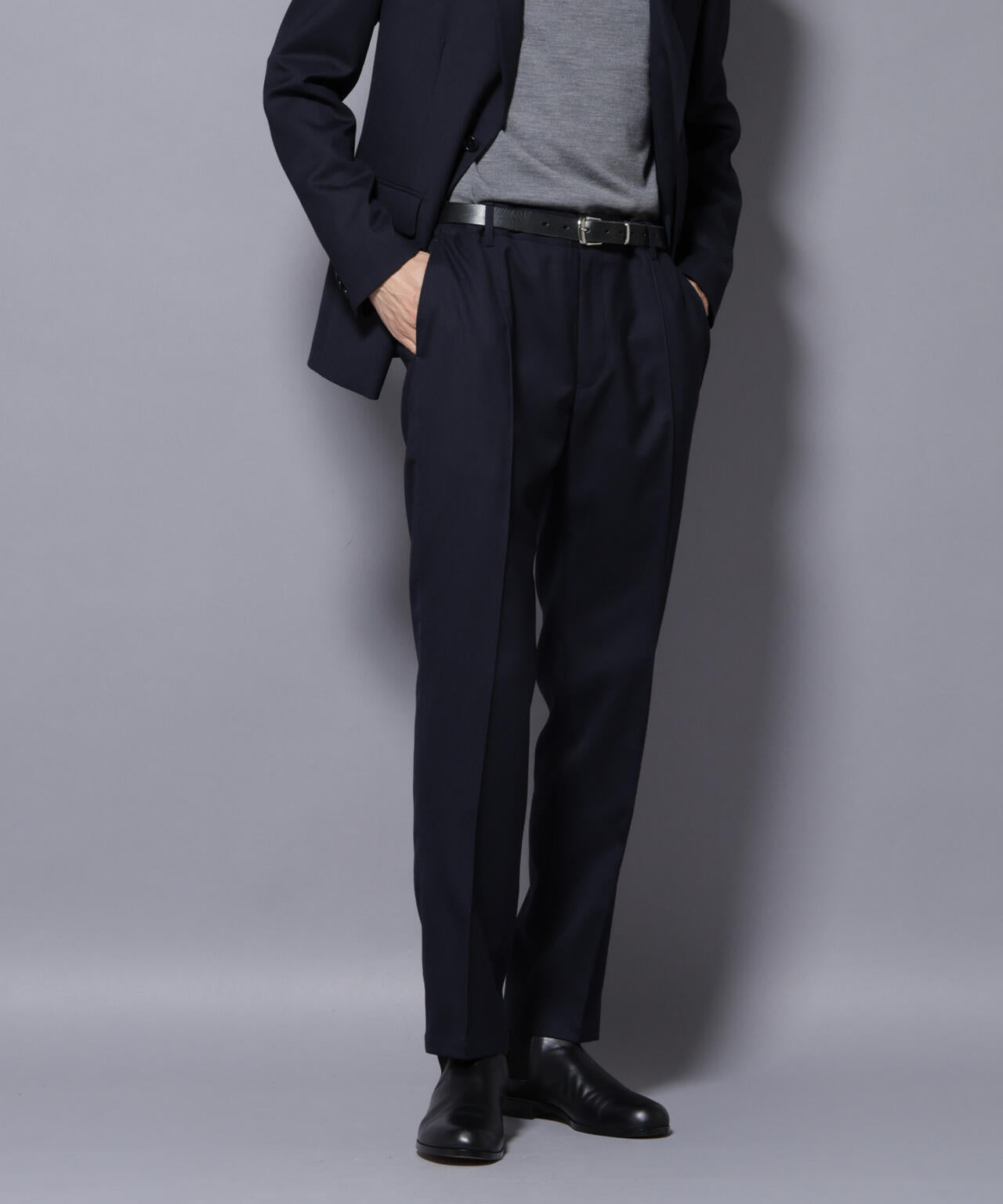 「N JACKET PREMIUM」RENU(R)ウール混洗えるサキソニーパンツ(セットアップ可)