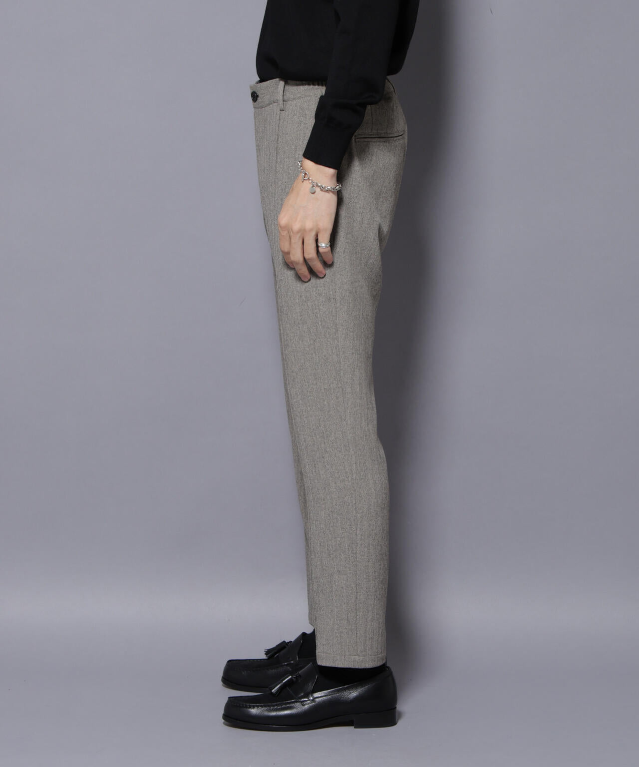 ｢N TROUSERS BASIC｣ 洗えるMIXツイードストレッチパンツ(セットアップ可) 6685229207