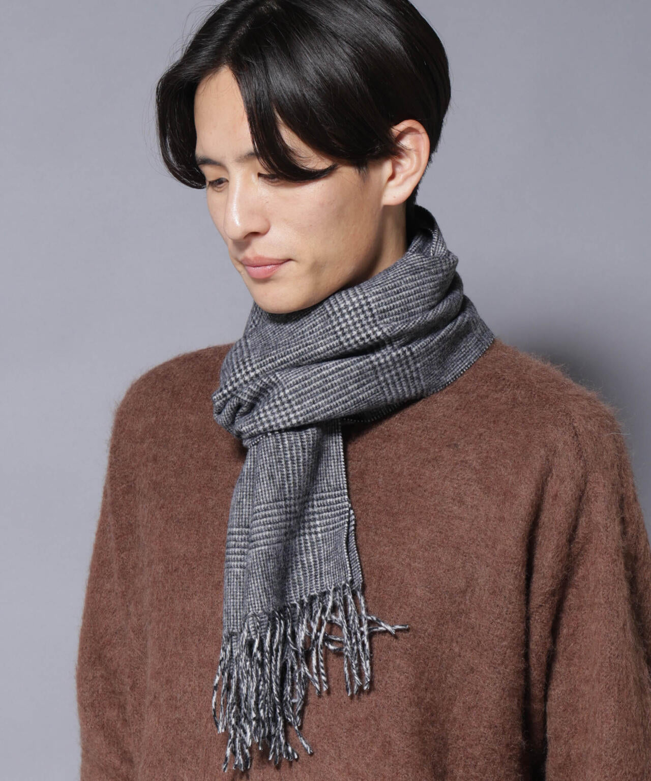 ソフトカシミヤブレンドチェックマフラー 6685241202