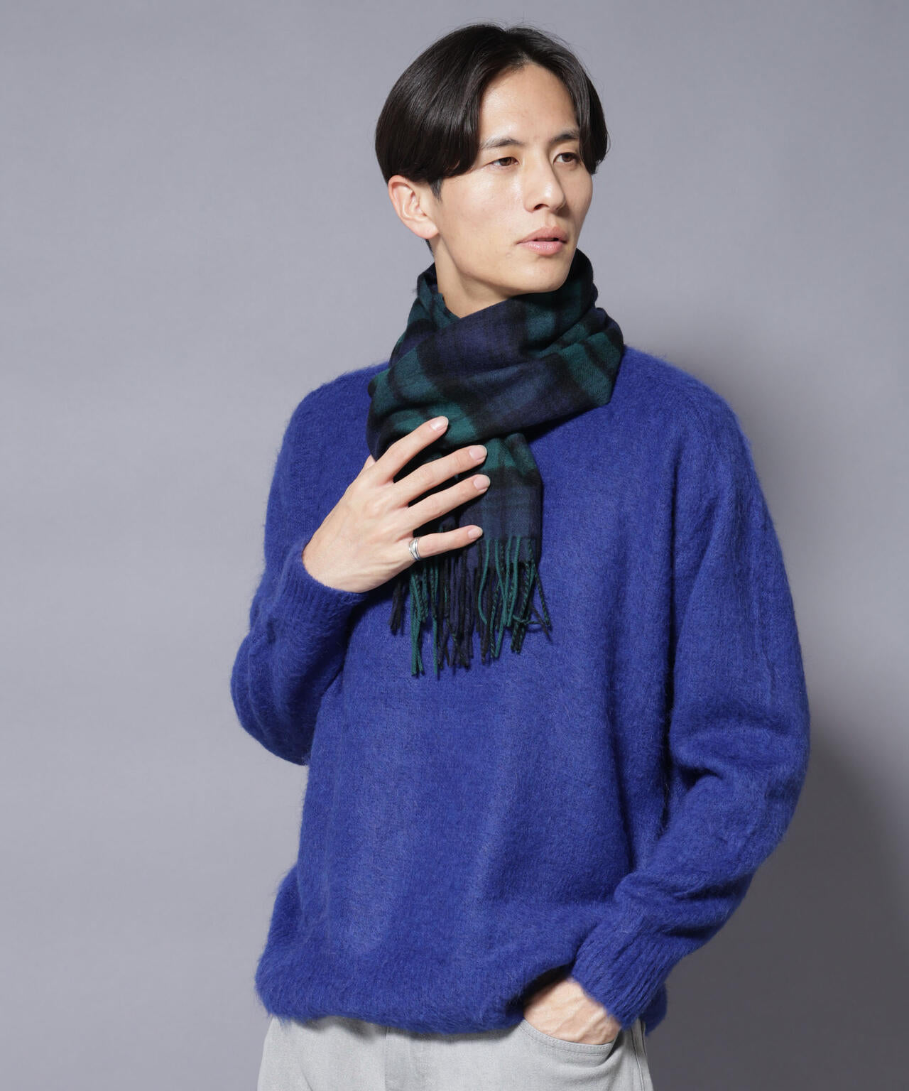 ソフトカシミヤブレンドチェックマフラー 6685241202