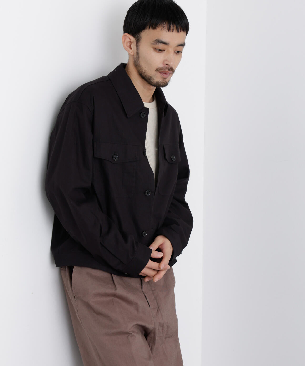 「FRENCH LINEN」リネンコットンシャツブルゾン