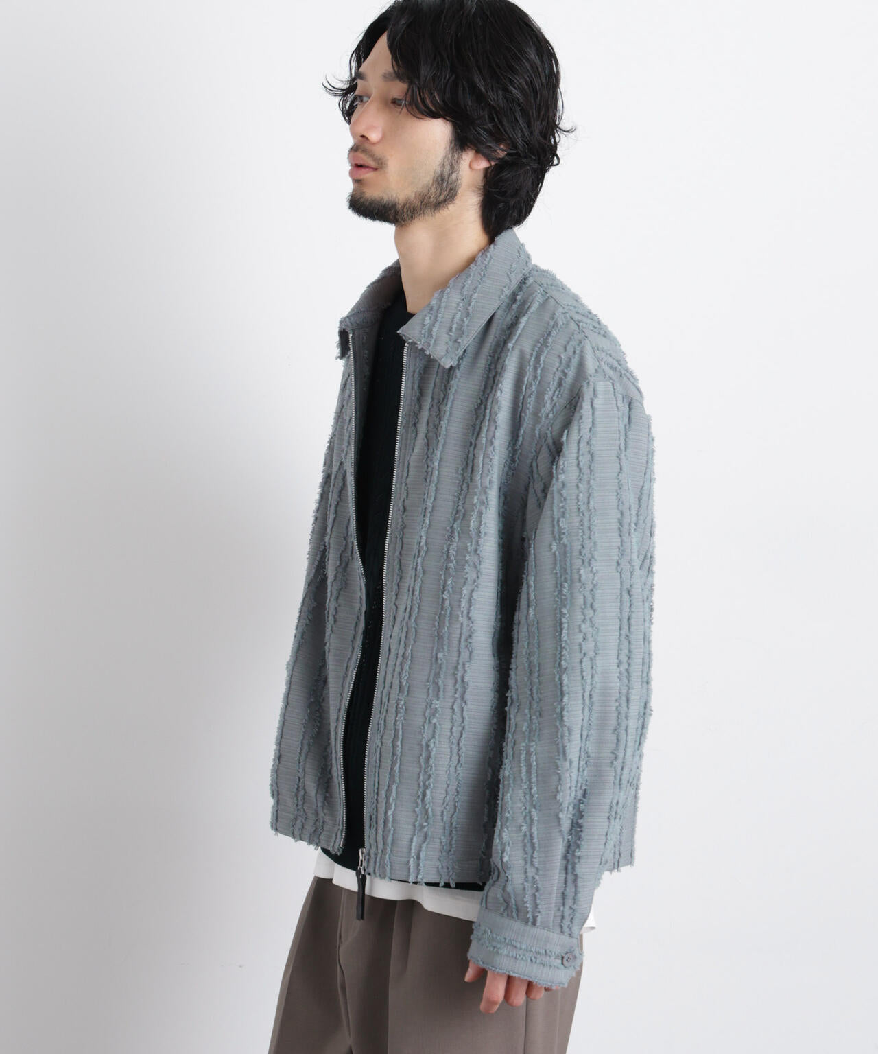 「ASSEMBLANC」カットレースフリンジブルゾン