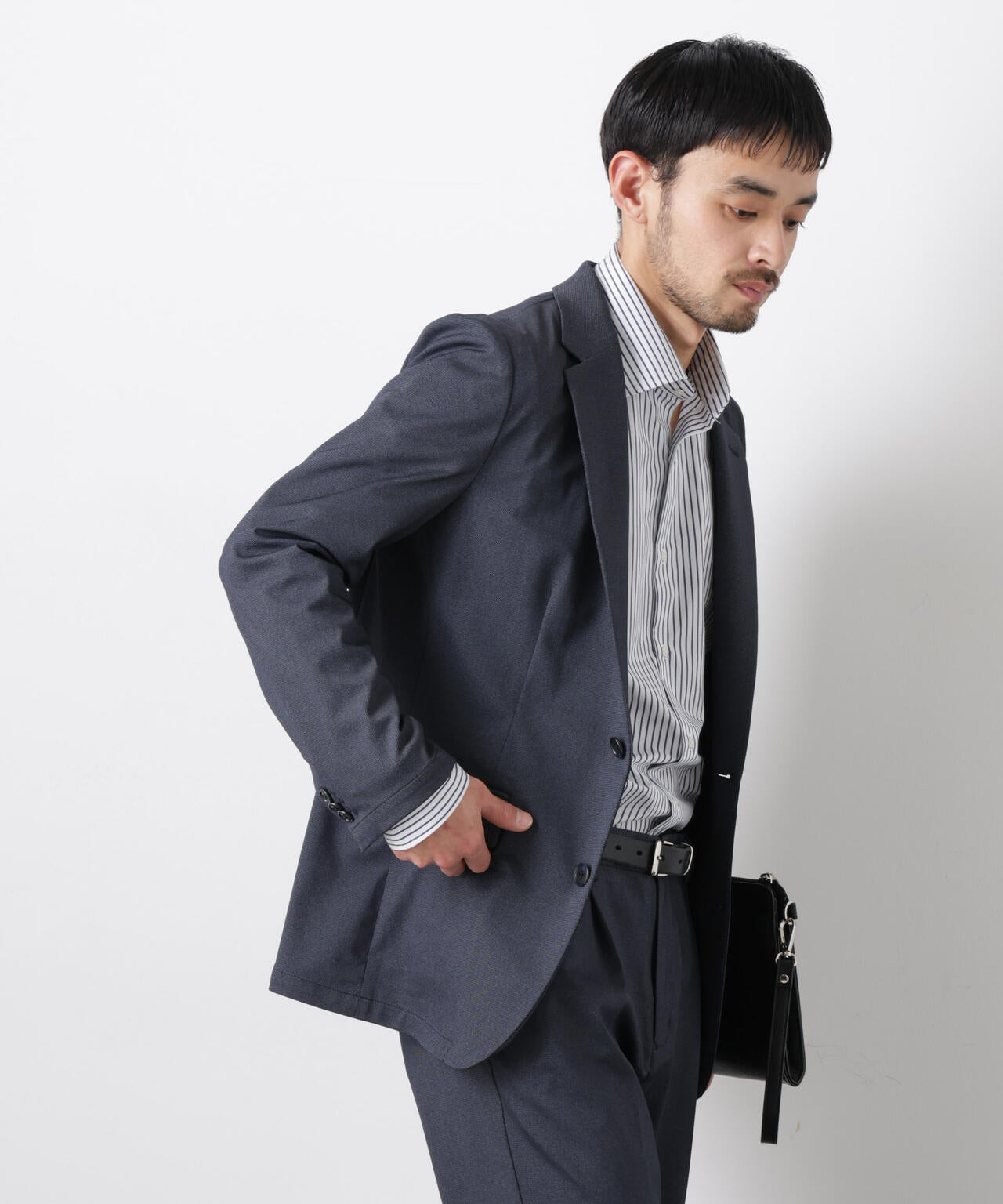 【大人気セットアップ】｢Damerino｣ 軽量ジャージーデニムライクストレッチセットアップ 6686118202