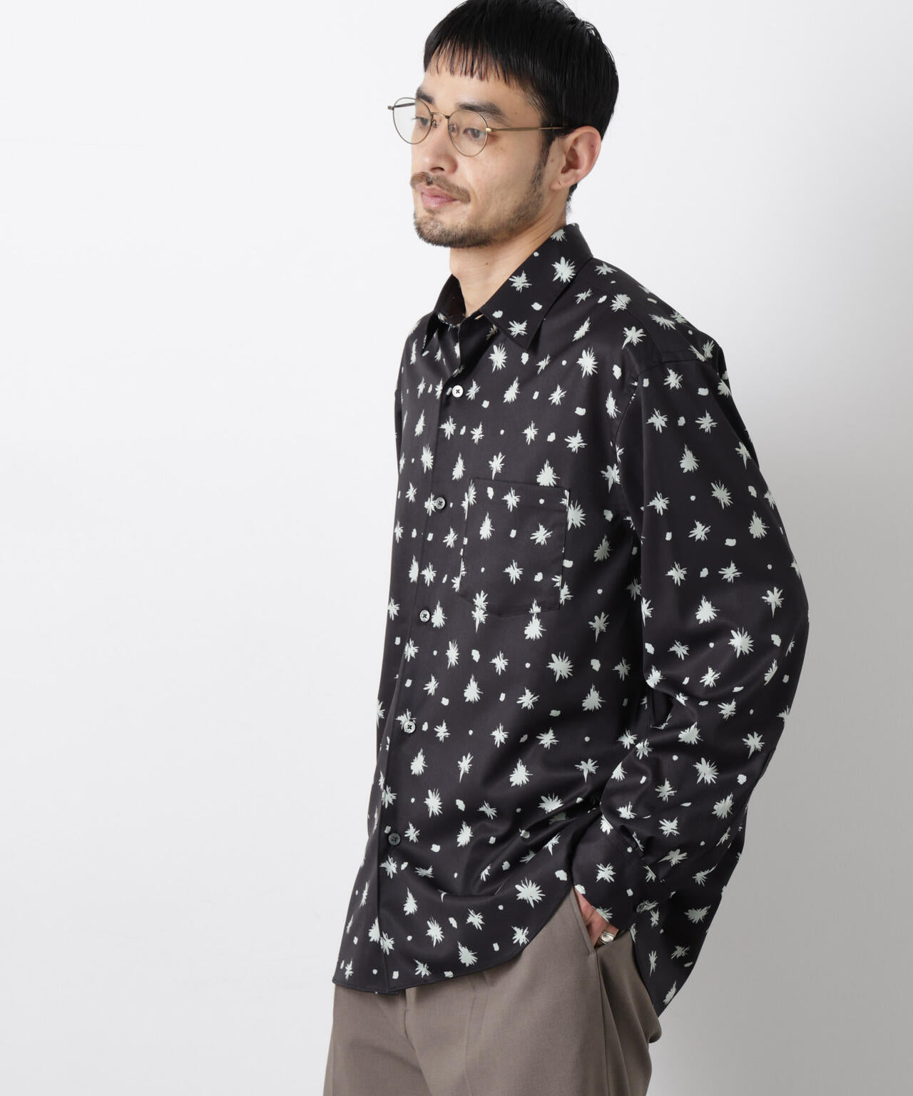 「EDITRIAL PRINT」アートフラワーシャツ 6686120215