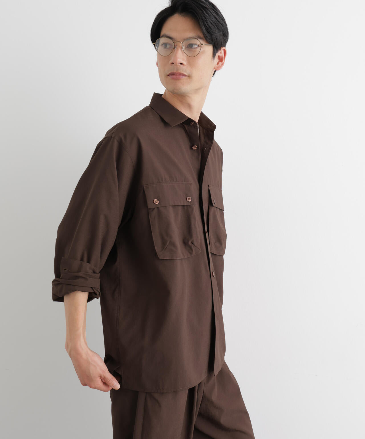 テクニカルリネンライクWポケットシャツジャケット/吸水速乾・接触冷感・UVカット（セットアップ可） 6686120216