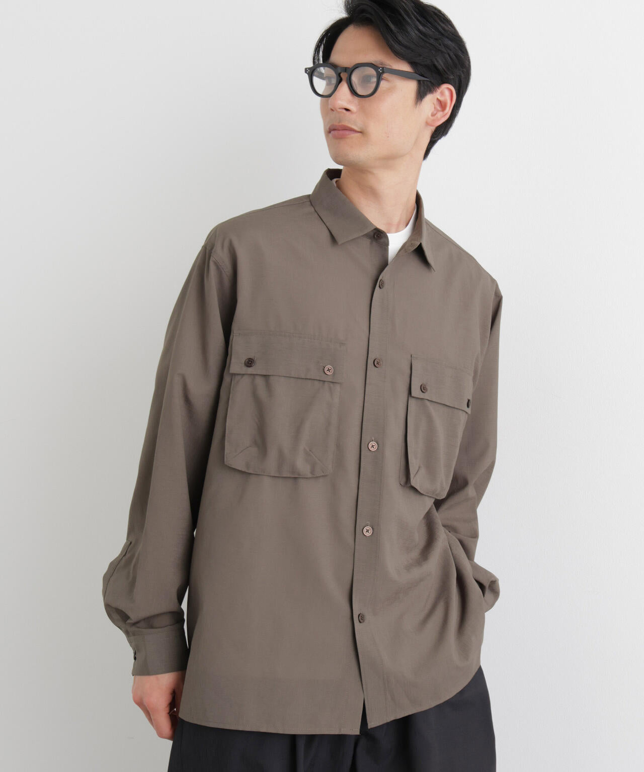 テクニカルリネンライクWポケットシャツジャケット/吸水速乾・接触冷感・UVカット（セットアップ可） 6686120216