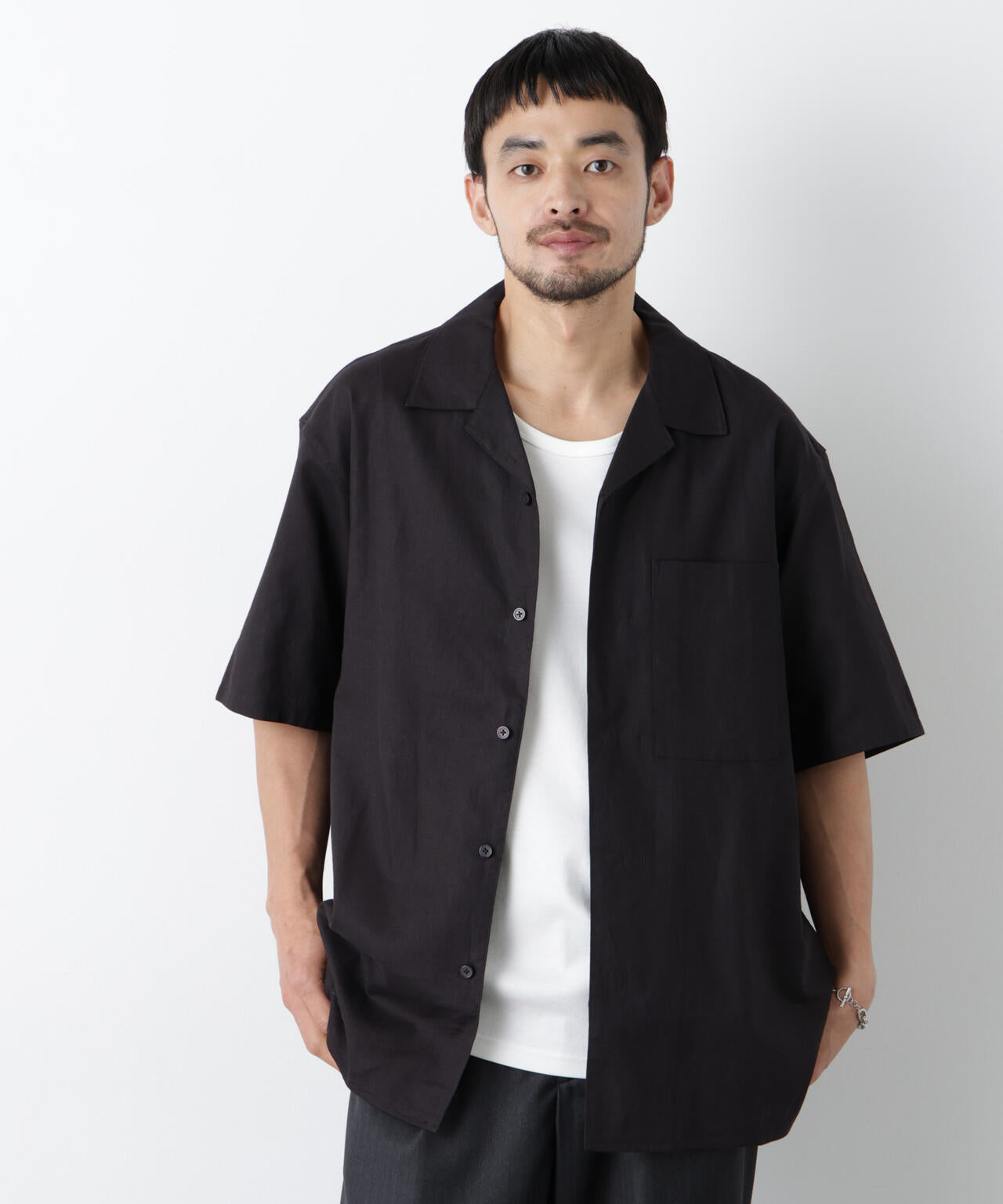 ｢FRENCH LINEN｣ フライフロント半袖シャツ 6686121201