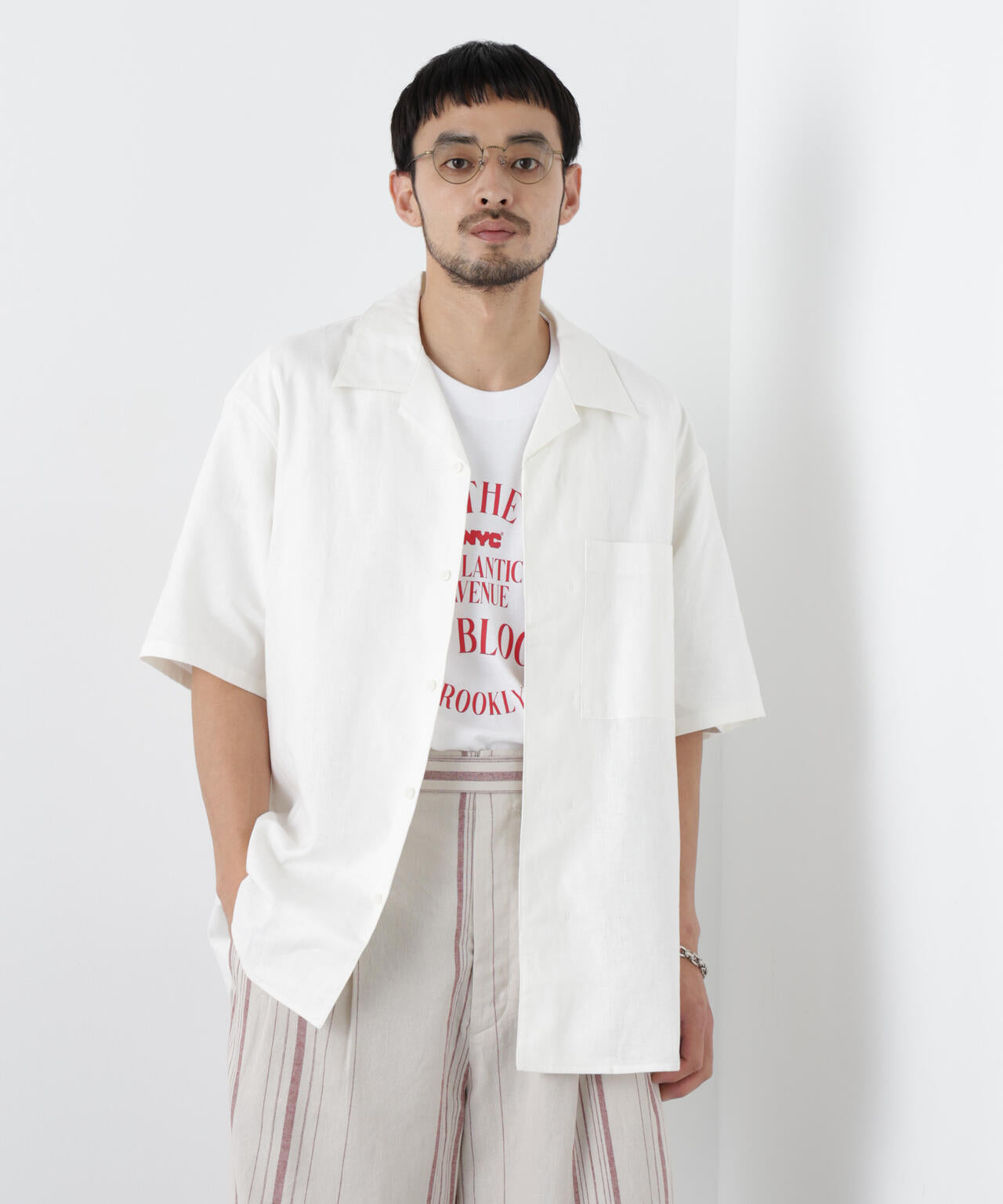 ｢FRENCH LINEN｣ フライフロント半袖シャツ 6686121201