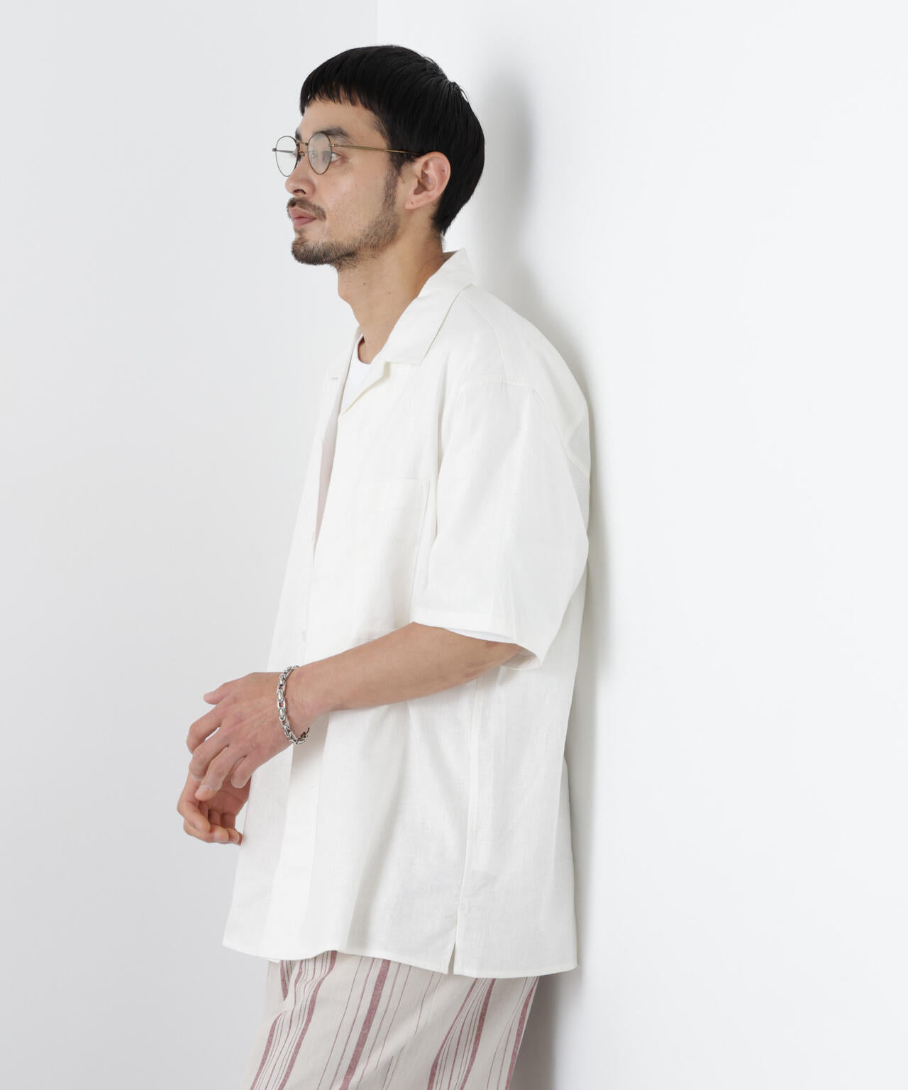 ｢FRENCH LINEN｣ フライフロント半袖シャツ 6686121201