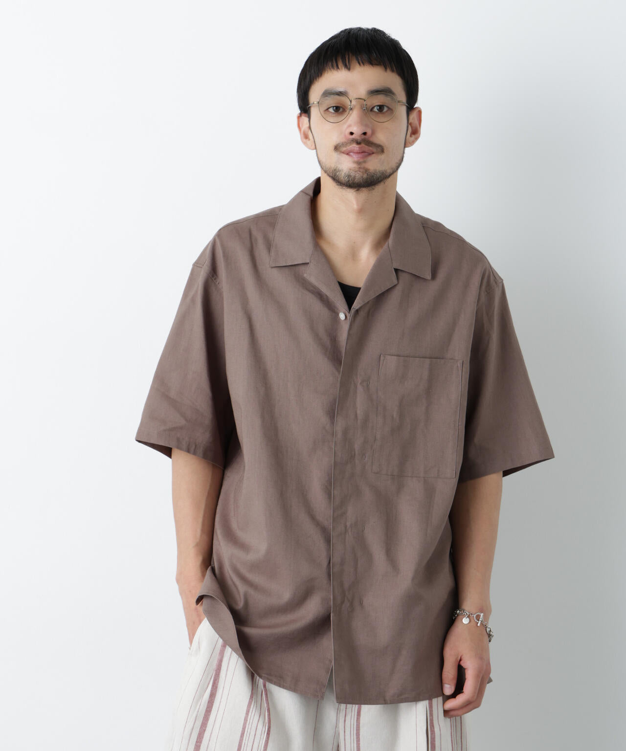 ｢FRENCH LINEN｣ フライフロント半袖シャツ 6686121201