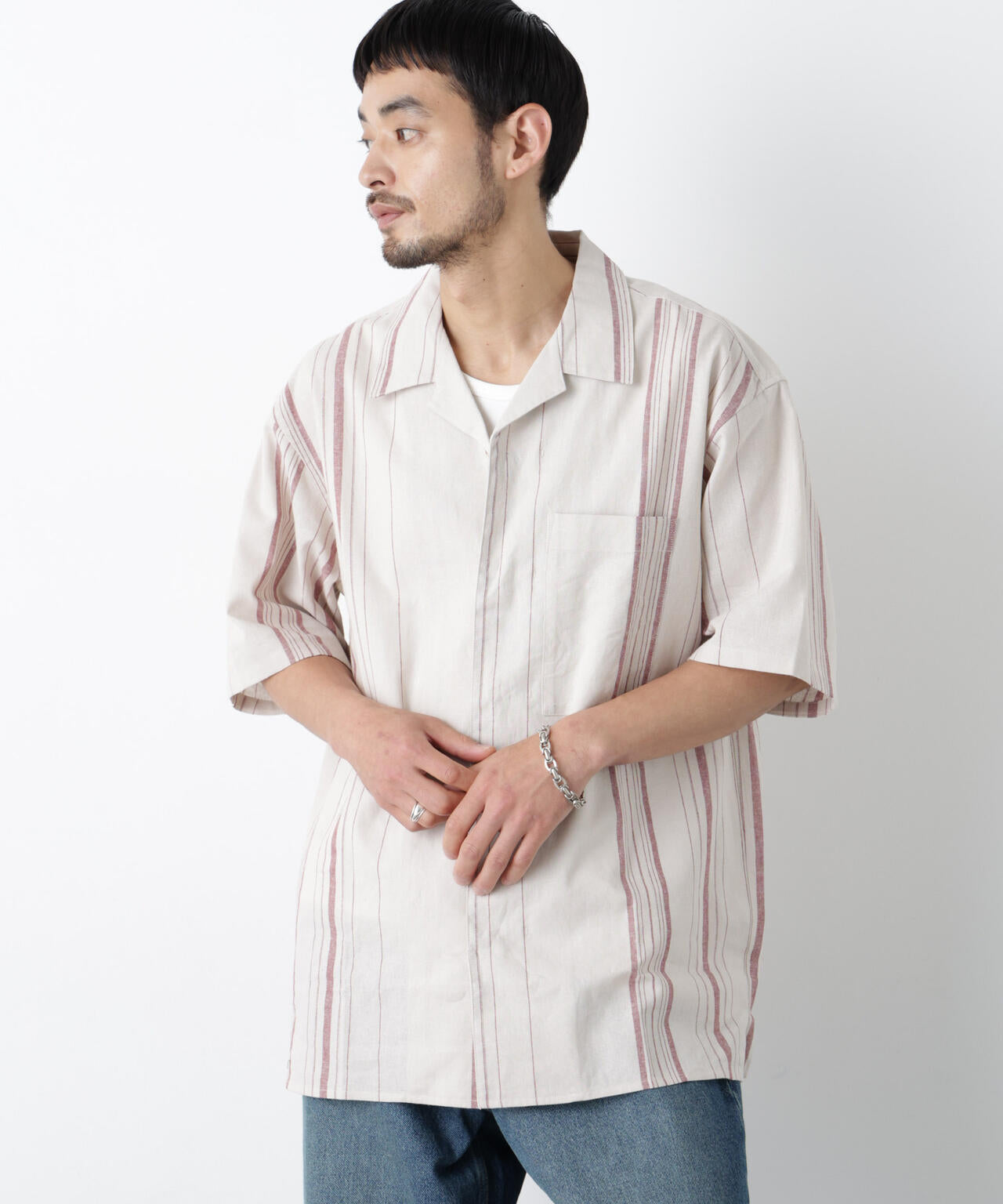 ｢FRENCH LINEN｣ フライフロント半袖シャツ 6686121201