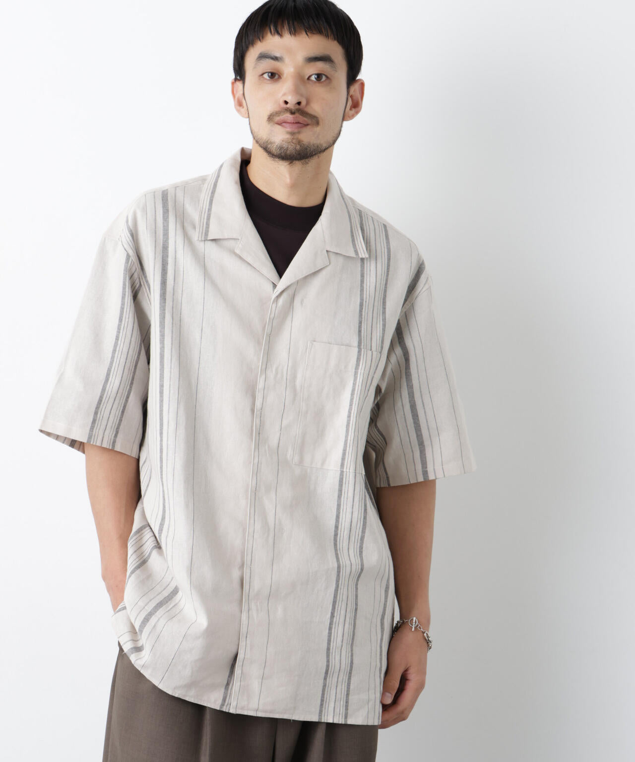 ｢FRENCH LINEN｣ フライフロント半袖シャツ 6686121201