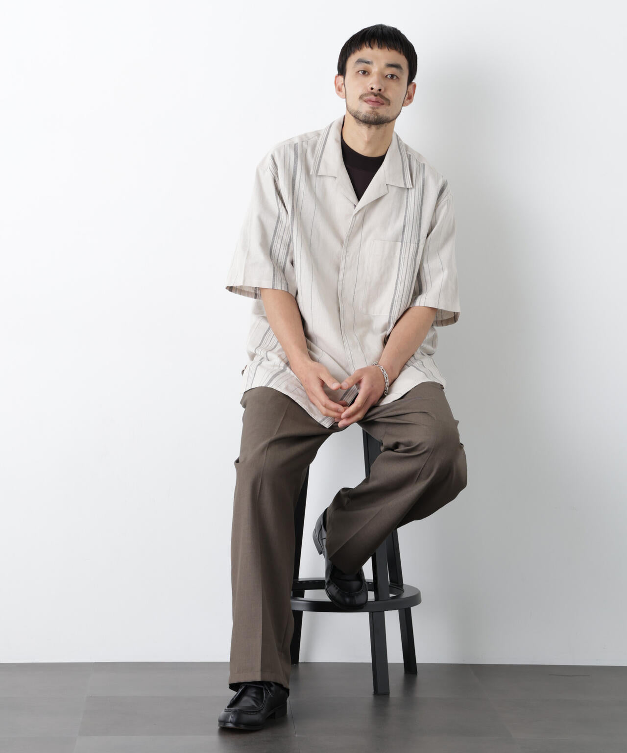 ｢FRENCH LINEN｣ フライフロント半袖シャツ 6686121201