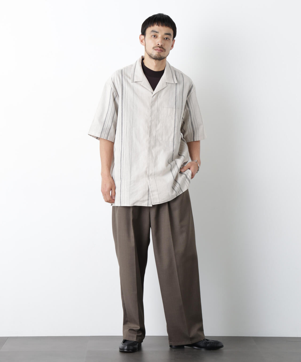 ｢FRENCH LINEN｣ フライフロント半袖シャツ 6686121201