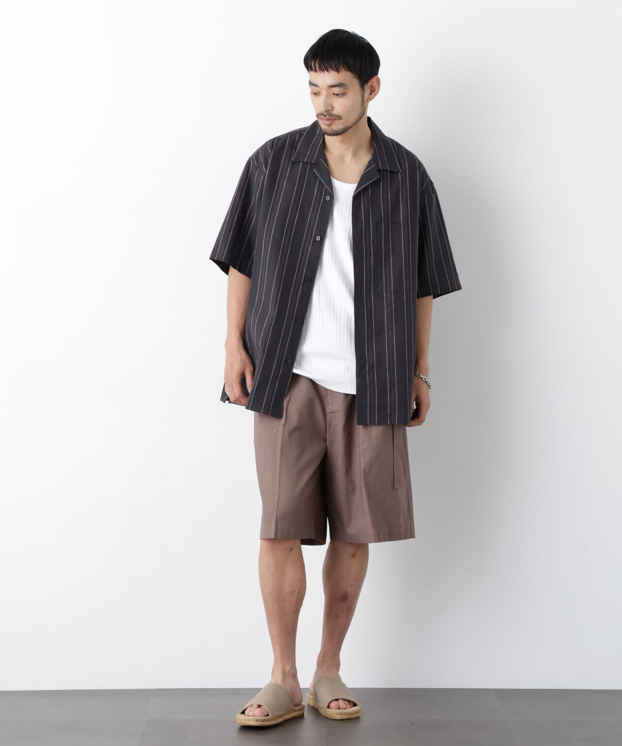｢FRENCH LINEN｣ フライフロント半袖シャツ 6686121201