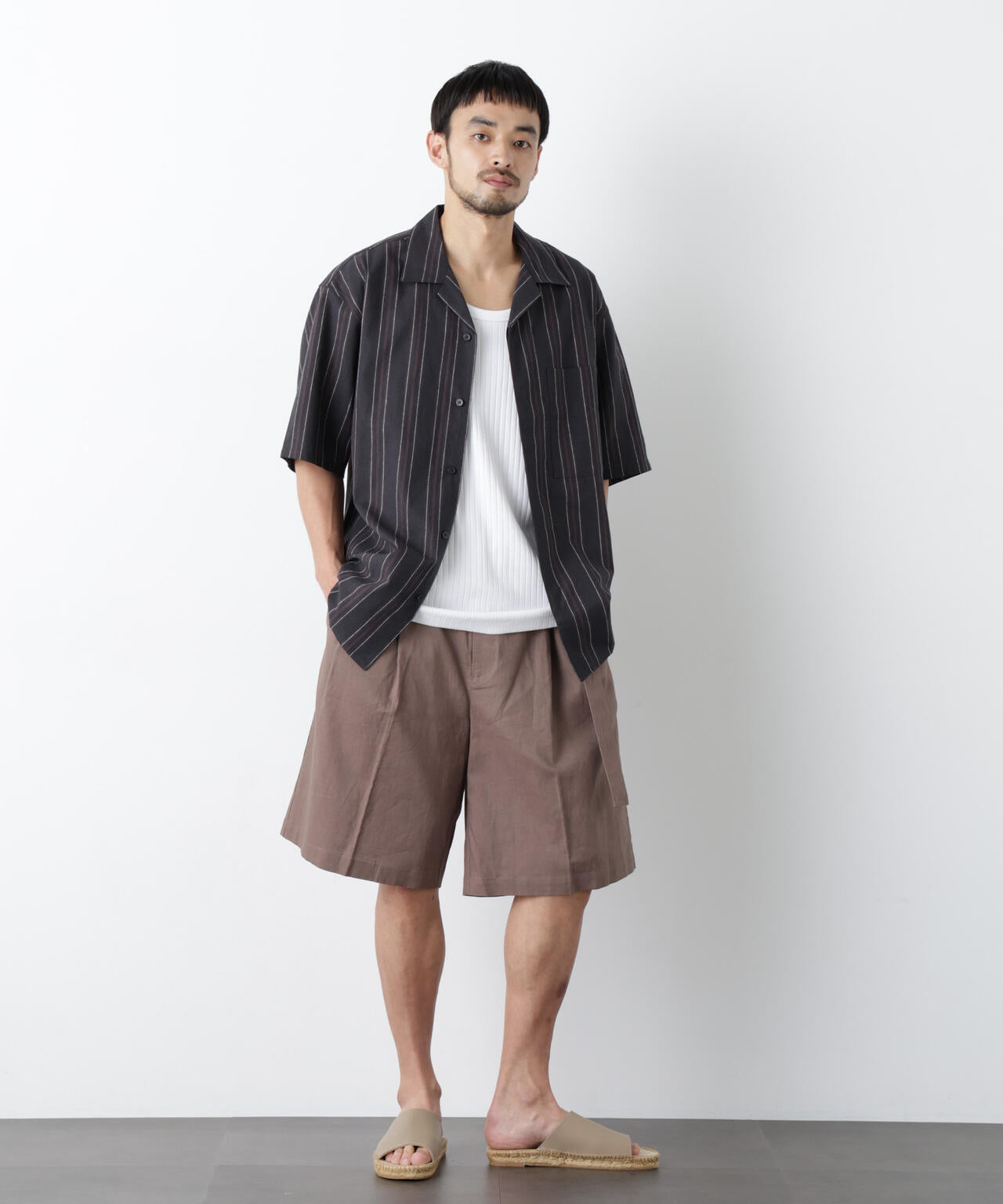 ｢FRENCH LINEN｣ フライフロント半袖シャツ 6686121201